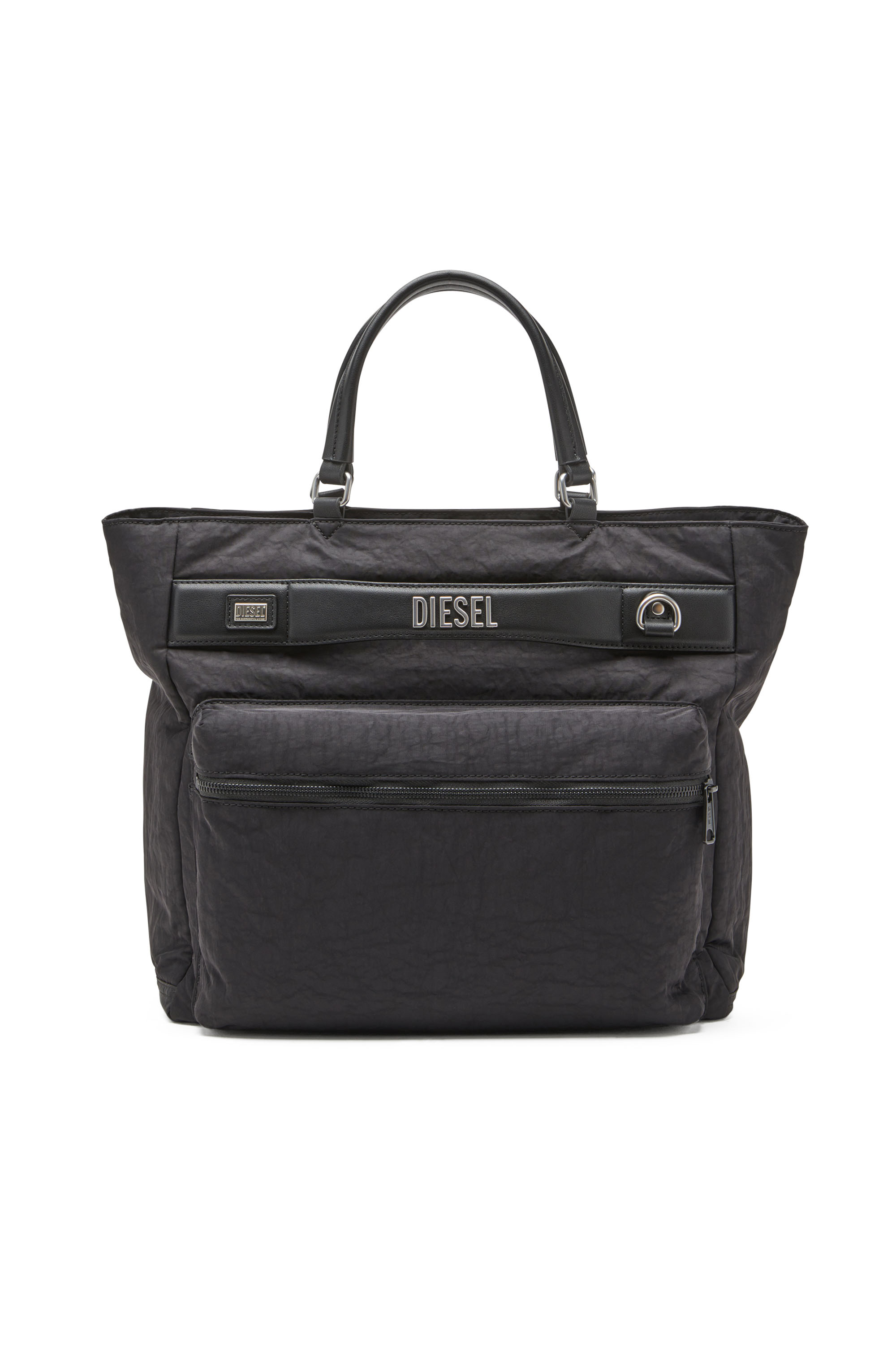 Diesel - LOGOS BRIEFCASE, Male's Logos-Briefcase in washed nylon in ブラック - 2