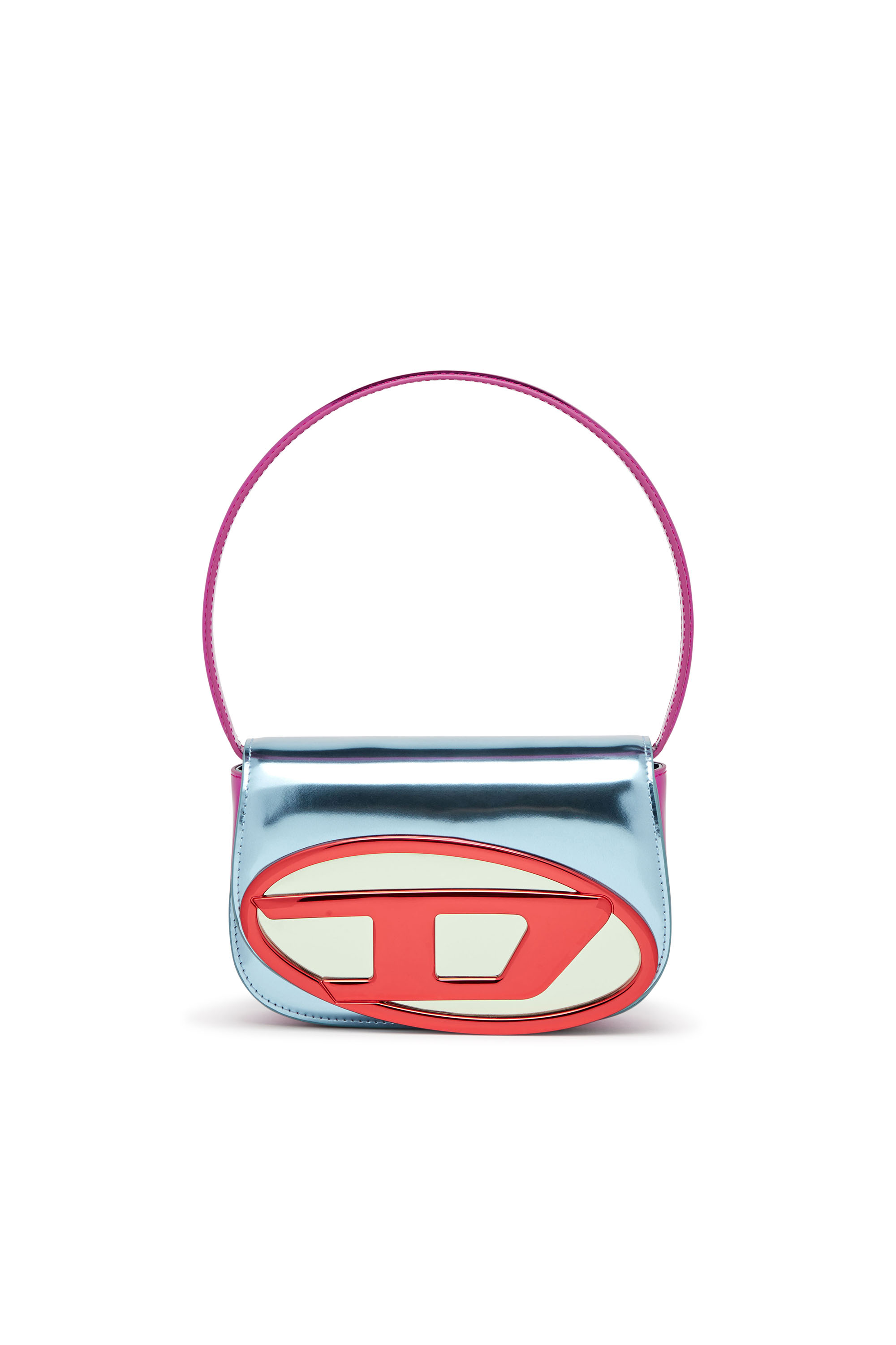 Diesel - 1DR, Female's 1DR-Iconic shoulder bag in mirror leather in ブルー/レッド - 1