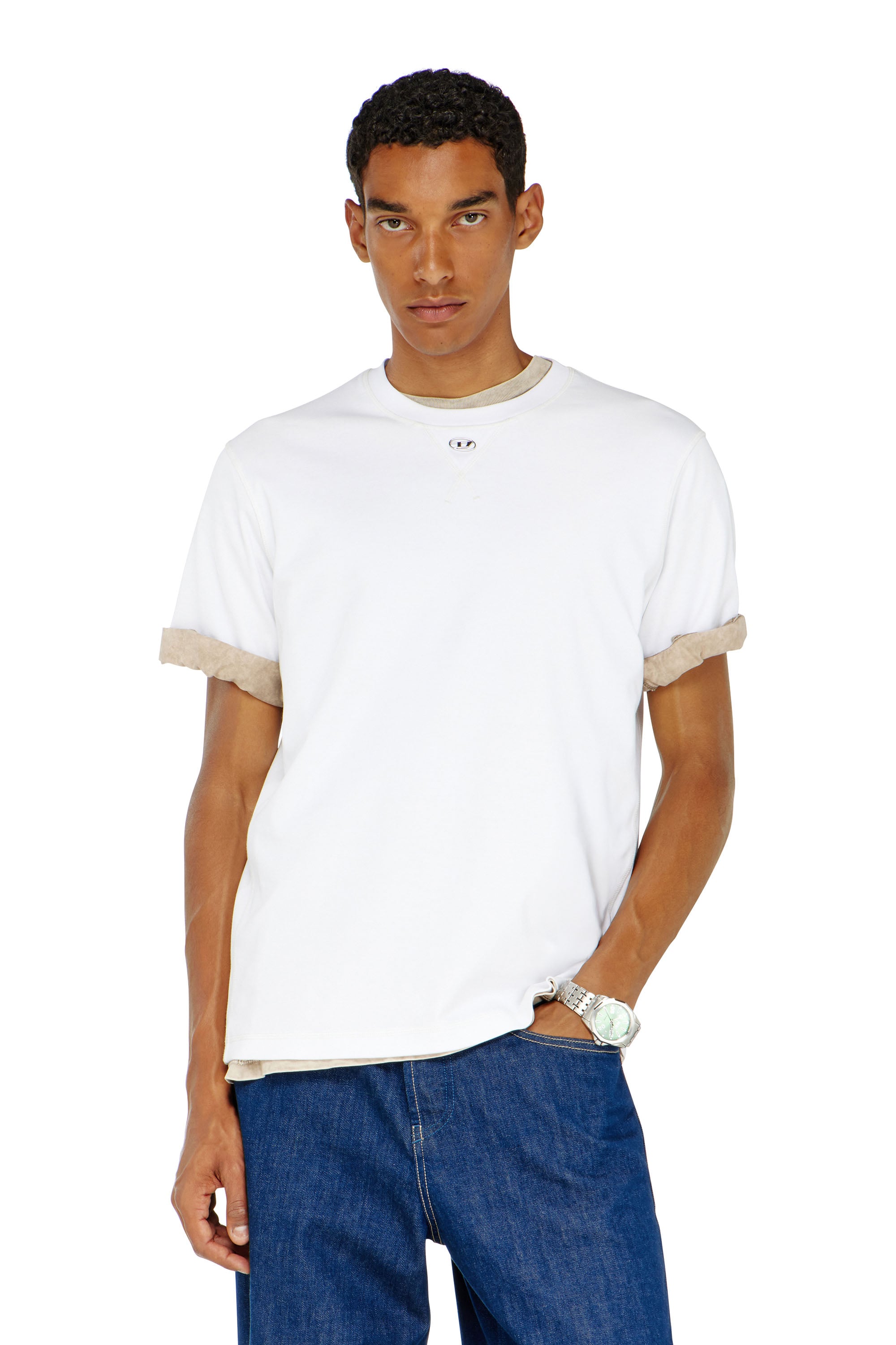 Diesel - T-MADJUST-TR, Male's クルーネックTシャツ in ホワイト - 1