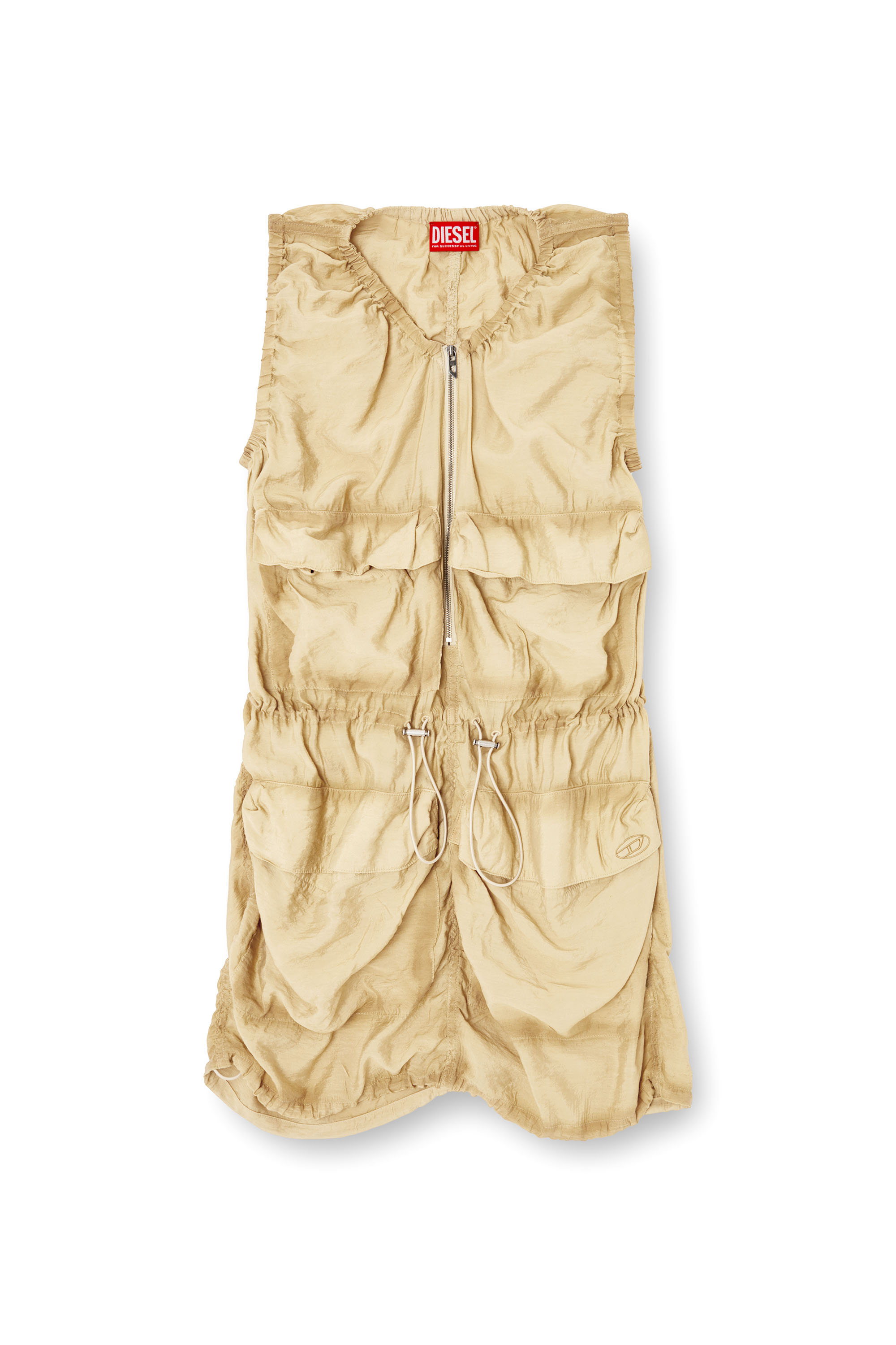 Diesel - D-RESDEN, Female's Cargo dress in treated viscose-nylon in ベージュ - 3