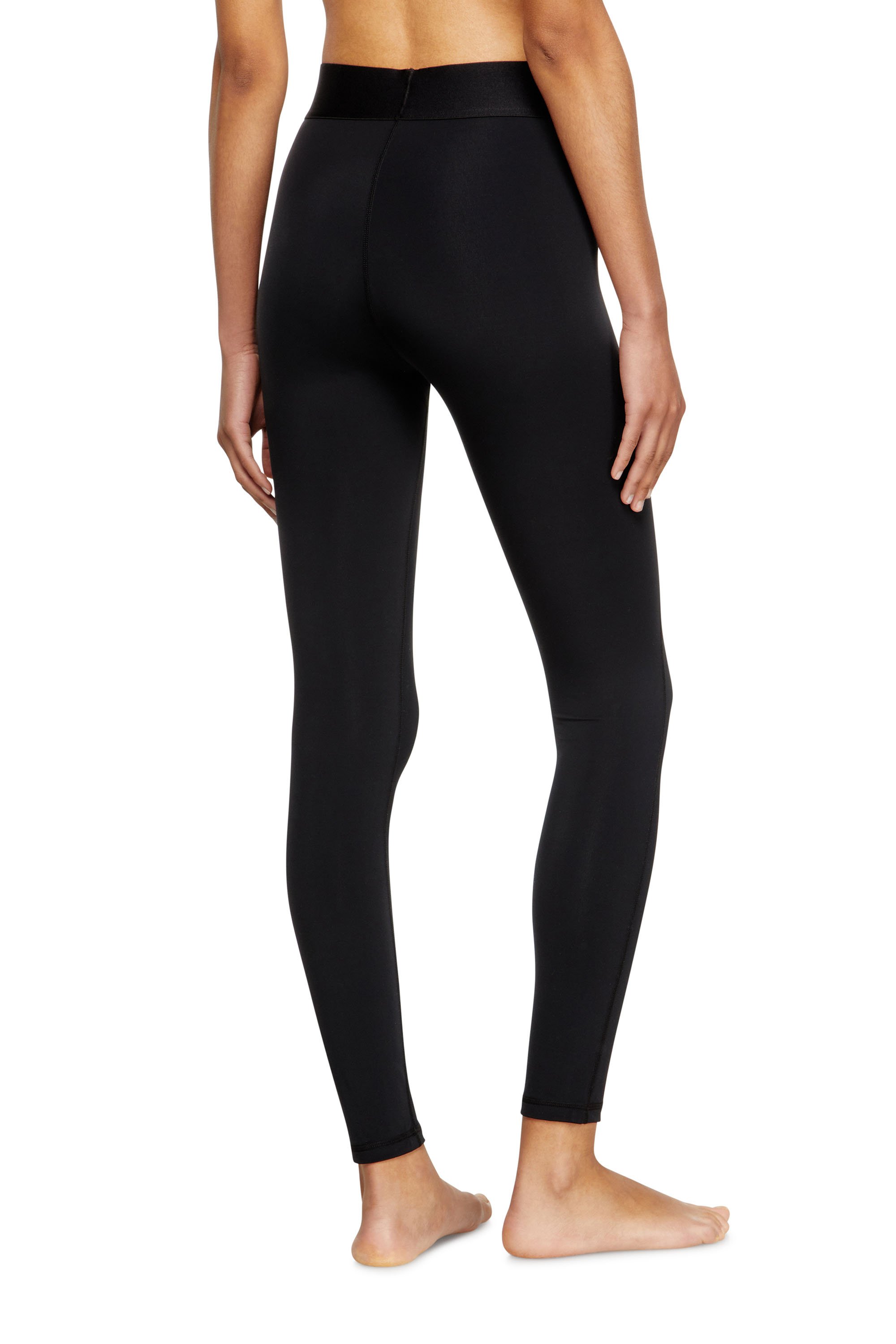 Diesel - ADELINE-D-POP, Female's Microfibre leggings with cut-off logo in ブラック - 3