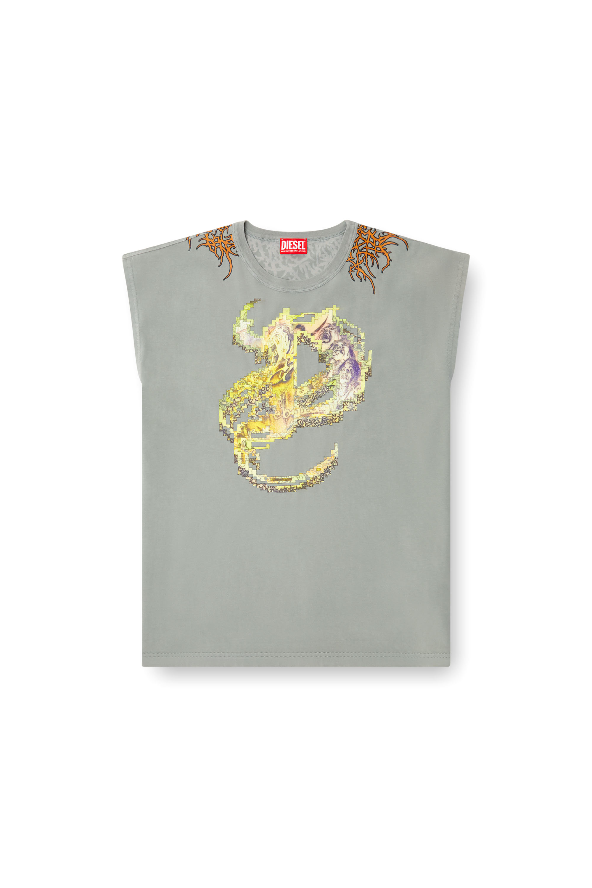 Diesel - T-BOXT-SL-R1, Male's Tank top with tattoo graphics in グレー - 3