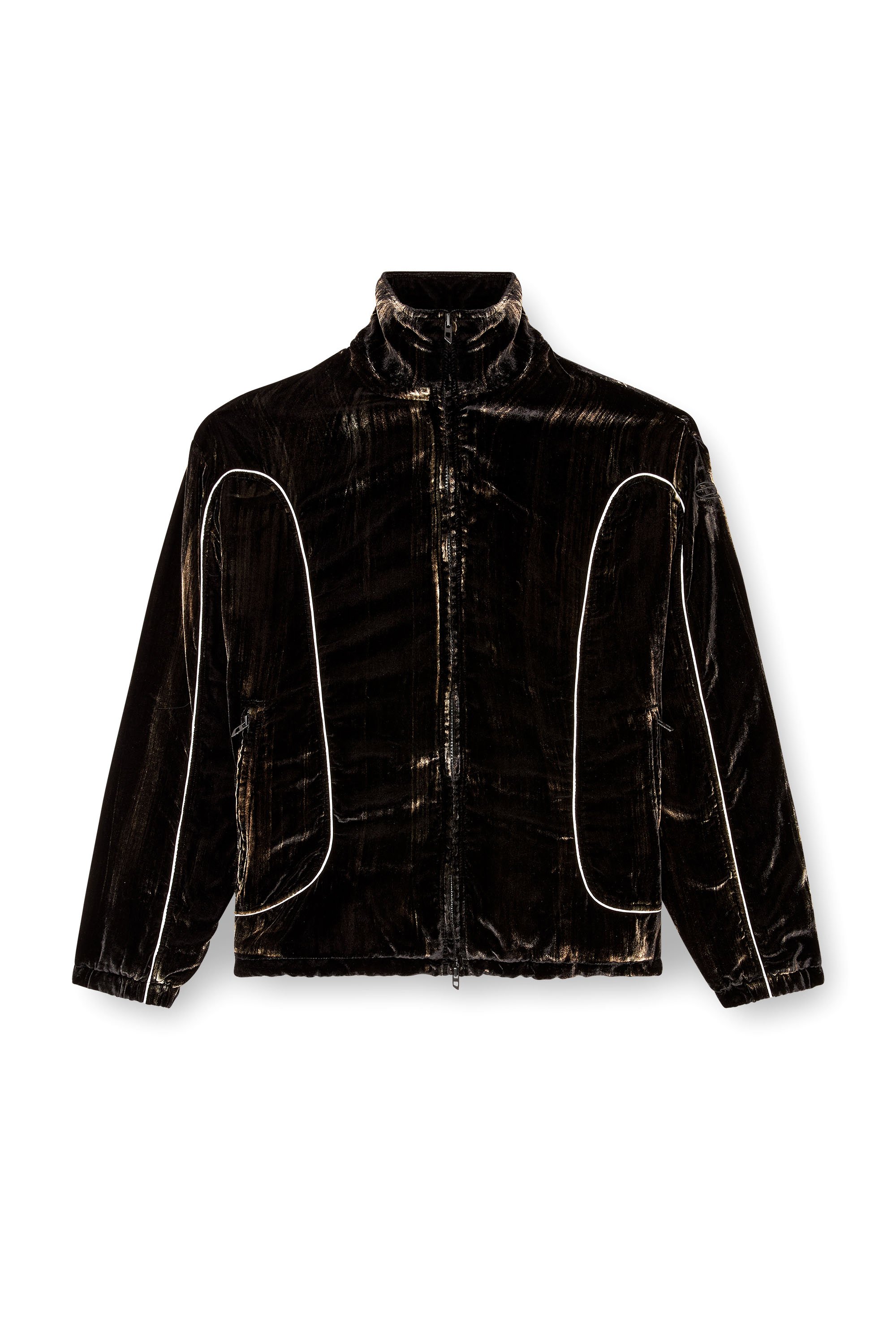 Diesel - J-HAY, Male's Track jacket in treated velvet in ブラック - 3
