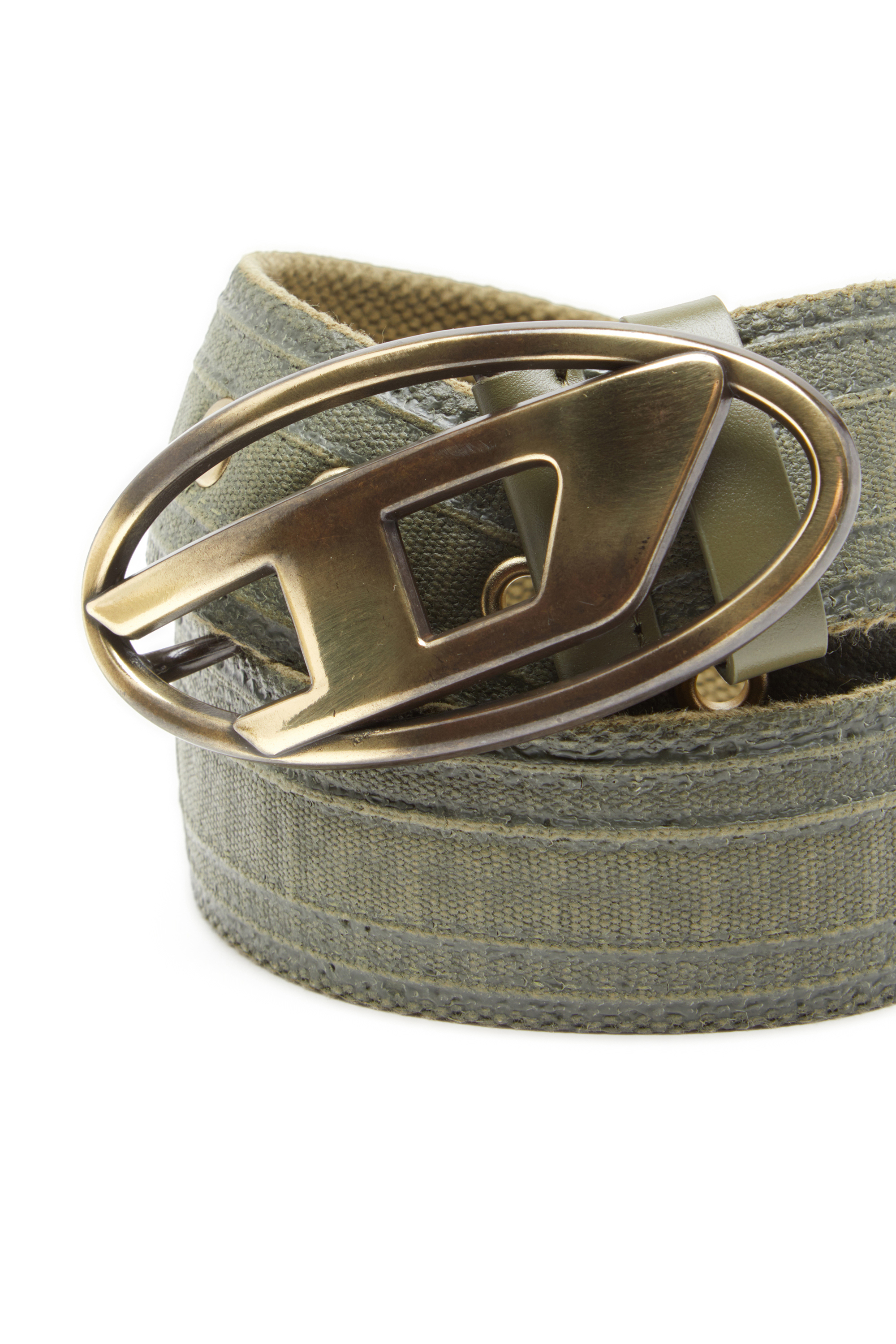Diesel - B-1DR TAPE, Male's 4cm belt in waxed canvas in グリーン/ブルー - 3