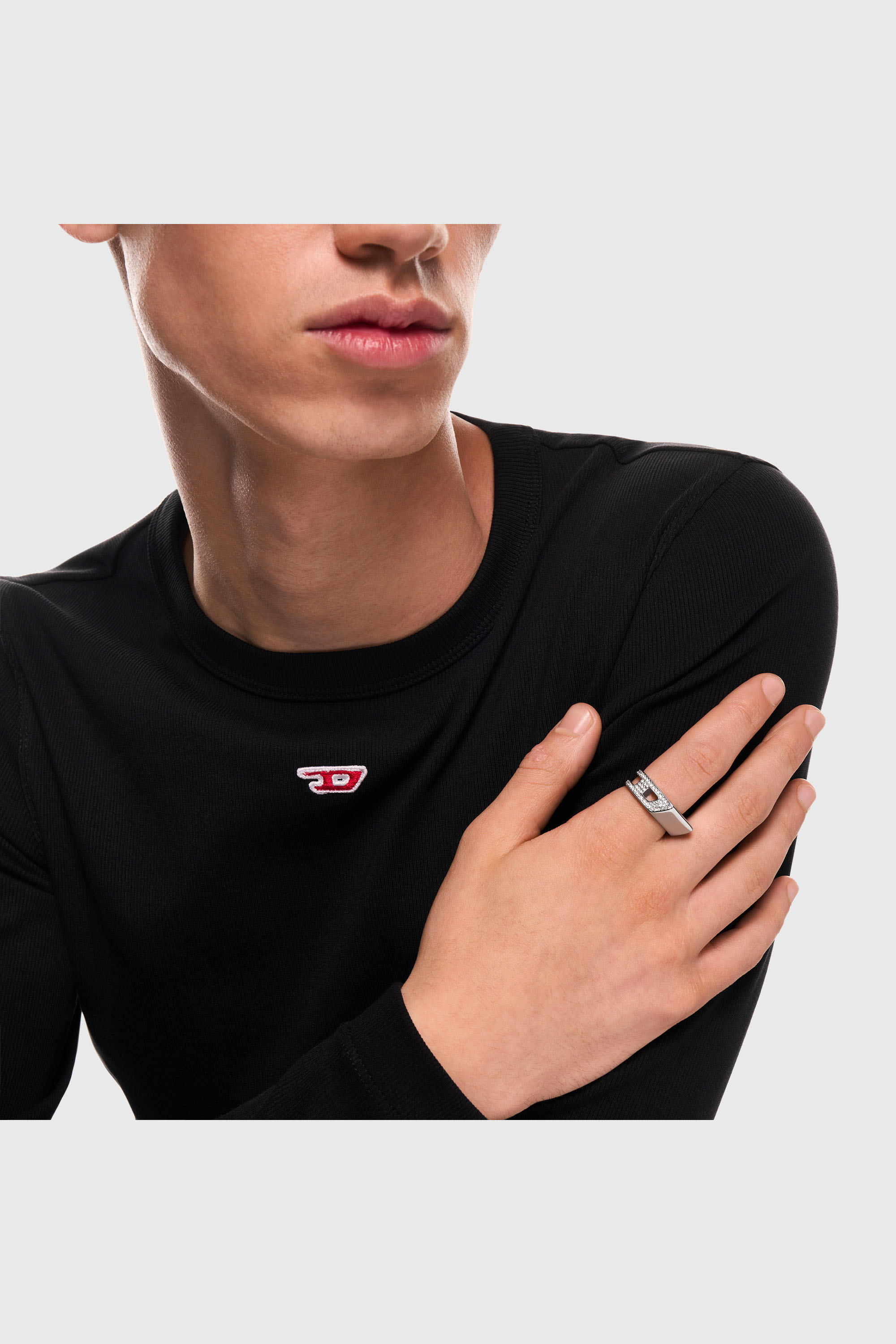 Diesel - DX1740040, Unisex's Stainless steel pave band ring in シルバー - 5