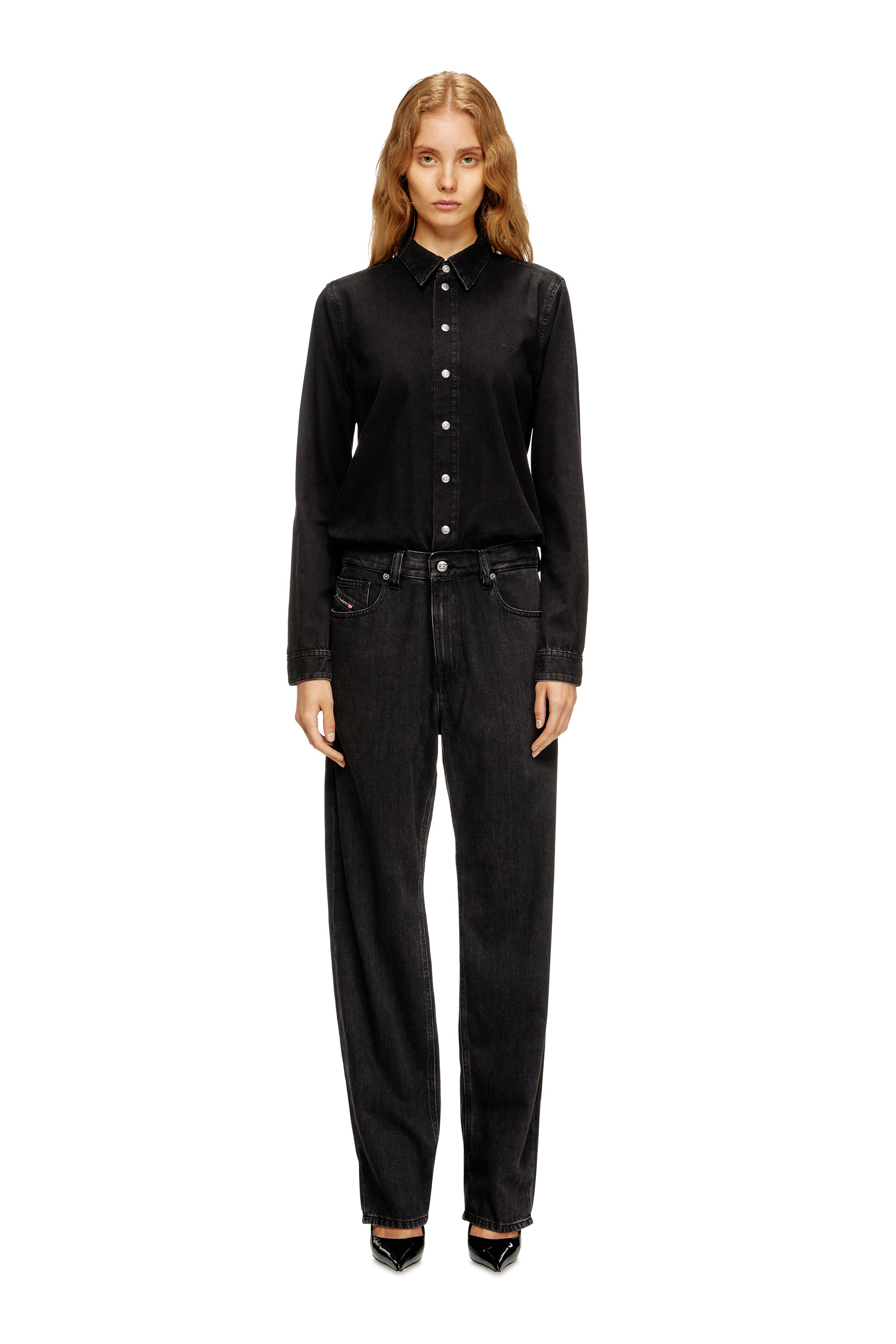 Diesel - DE-SWING, Female's Denim jumpsuit with shirt collar in ブラック - 1