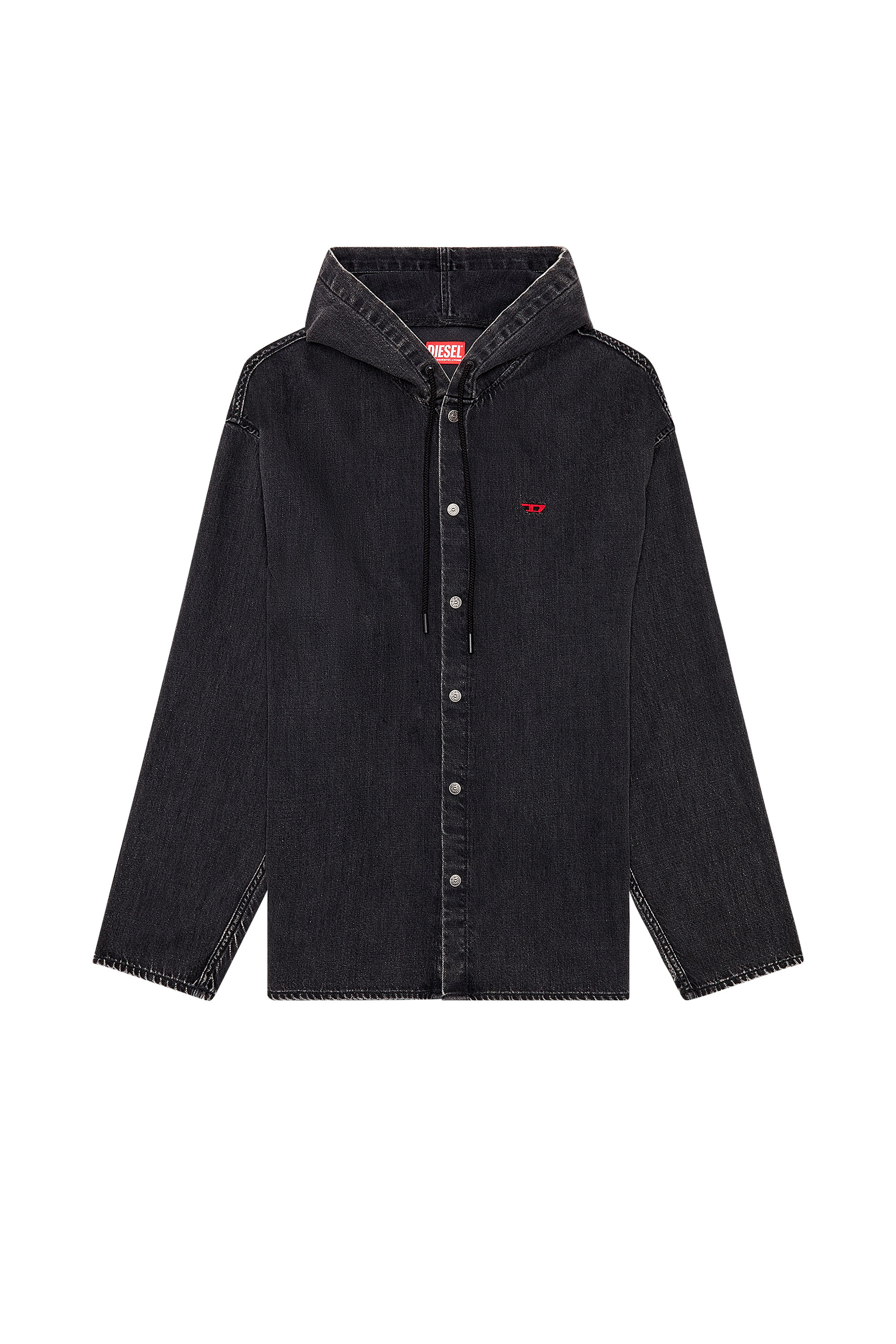 Diesel - D-DEWNY-HOOD, Male's Hybrid shirt in Tencel denim in ブラック - 3