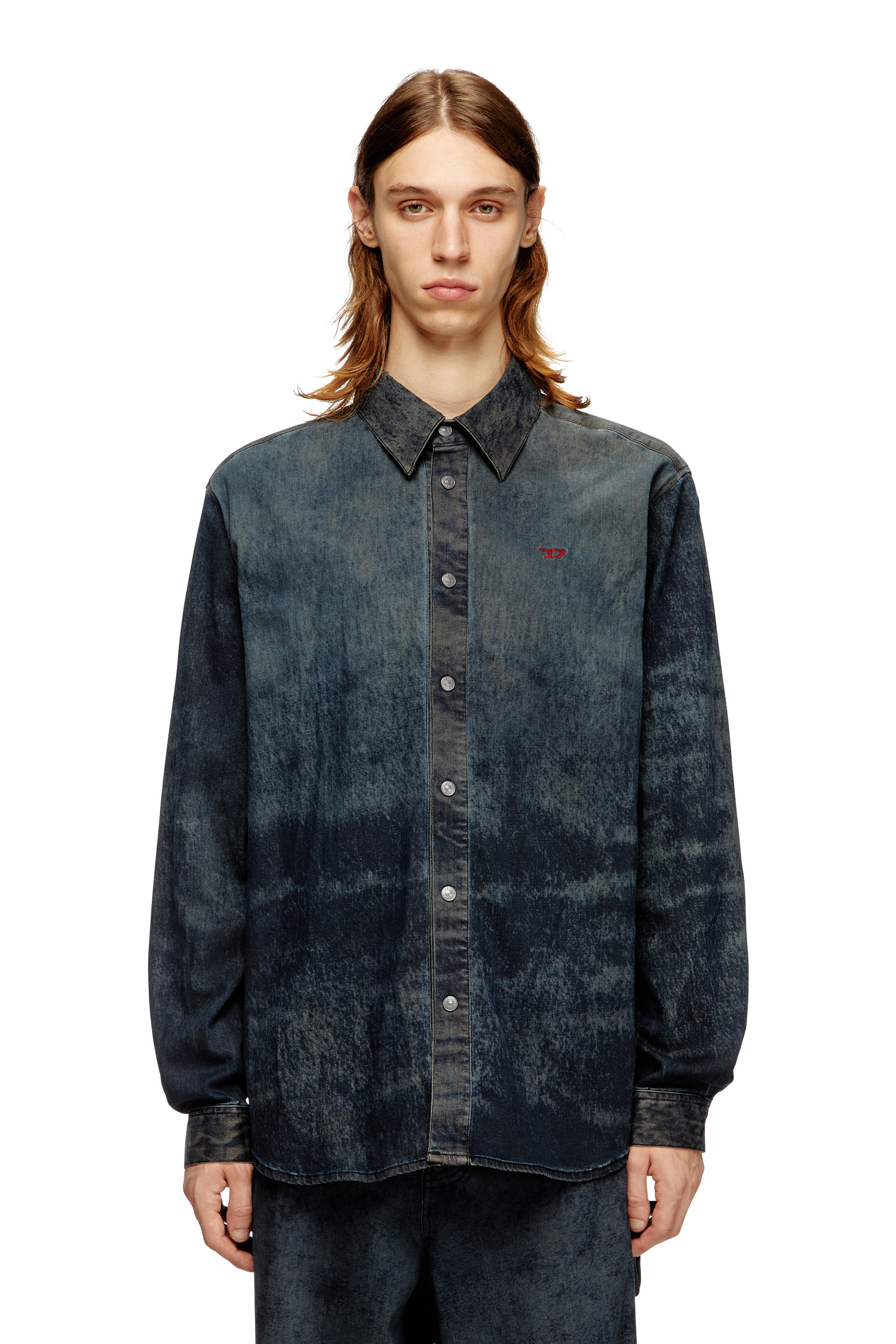 Diesel - S-SIMPLY-EPBS, Male's Cotton-blend shirt with logo in ブラック - 1