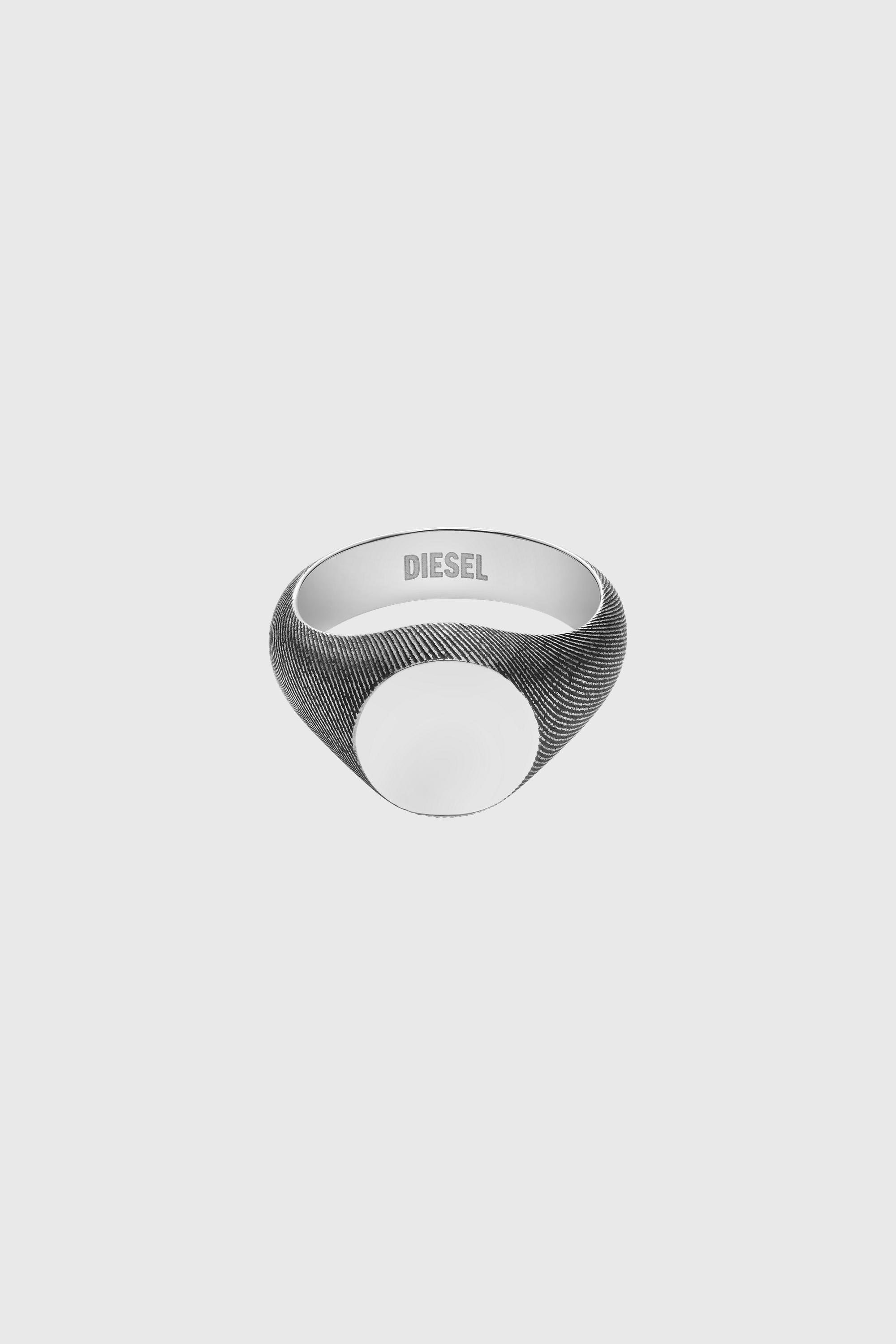 Diesel - DX1736040, Unisex's Stainless steel denim texture signet ring in シルバー - 2