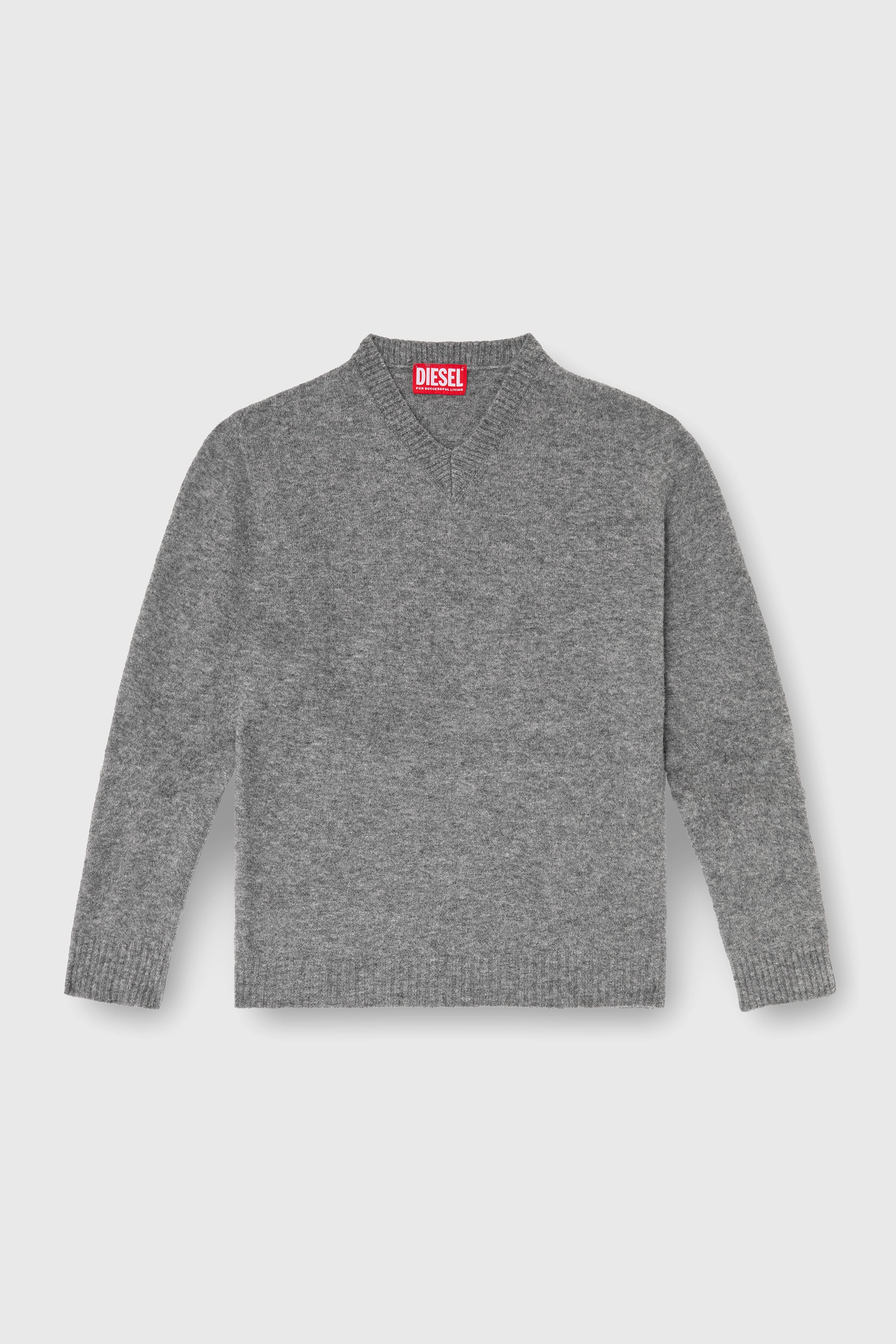 Diesel - K-ANDIE, Male's V-neck jumper in wrinkled boiled knit in グレー - 2
