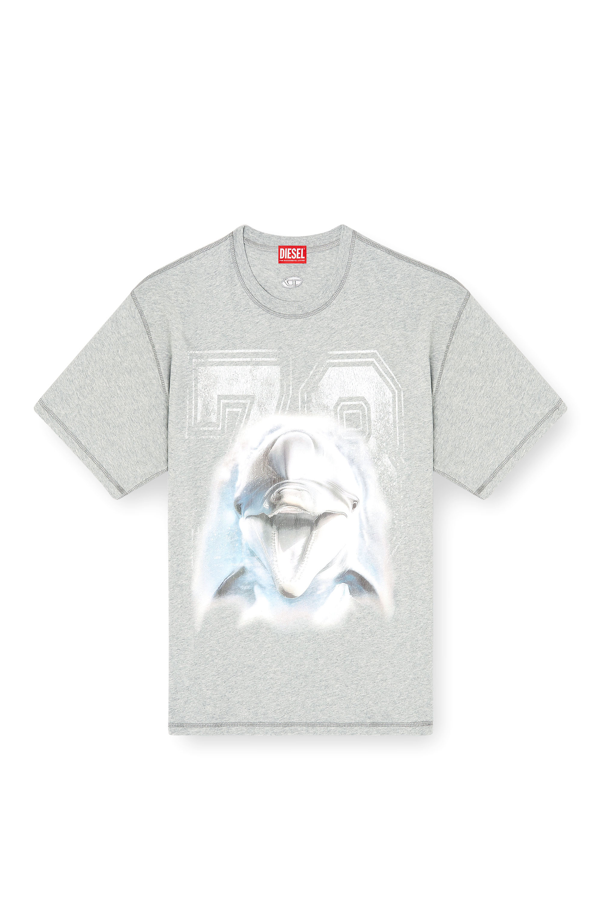 Diesel - T-BOXT-DOLPHIN, Male's Relaxed T-shirt with dolphin graphic in グレー - 2