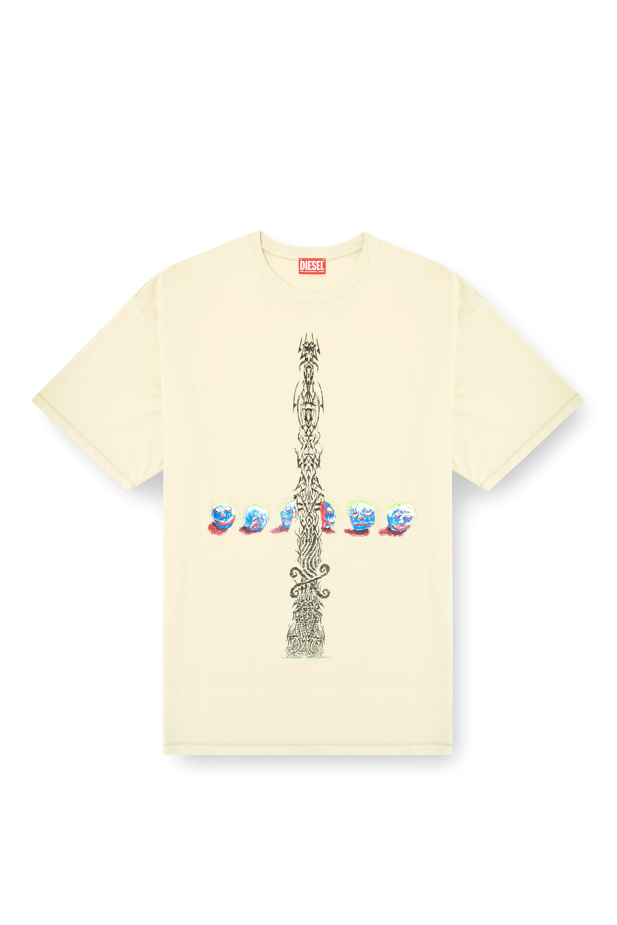 Diesel - T-BOXT-R4, Male's Acid-wash T-shirt with printed graphics in ホワイト - 3