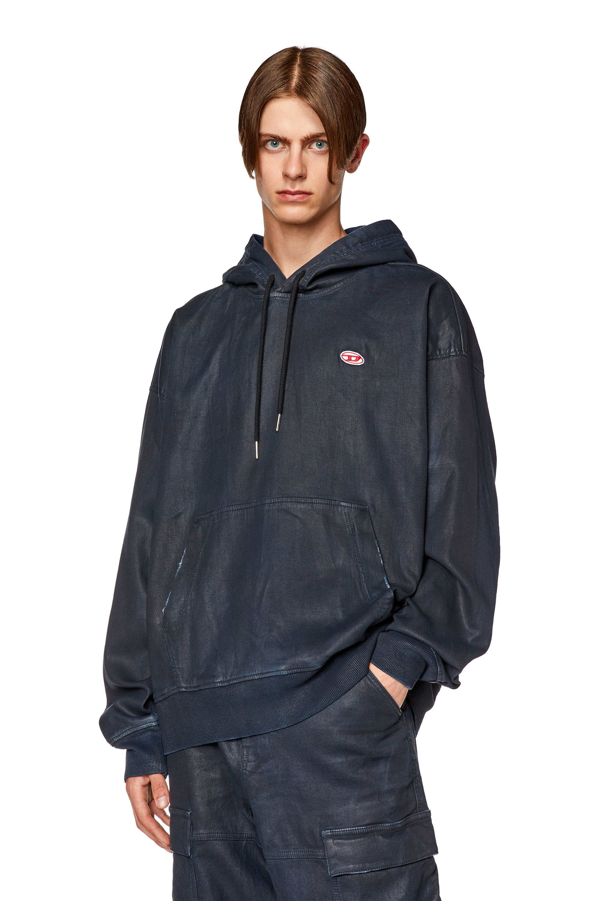 D-UM-RIB TRACK DENIM HOODIE スウェットパーカー｜メンズ｜DIESEL