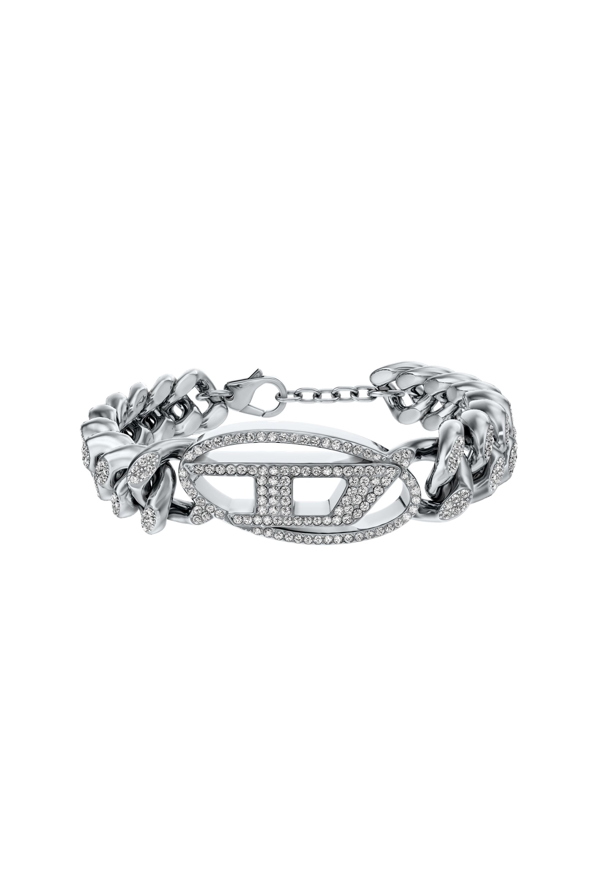 Diesel - DX1707040 JEWELLERY, Unisex's Stainless steel Oval D glitz chain bracelet in シルバー - 1