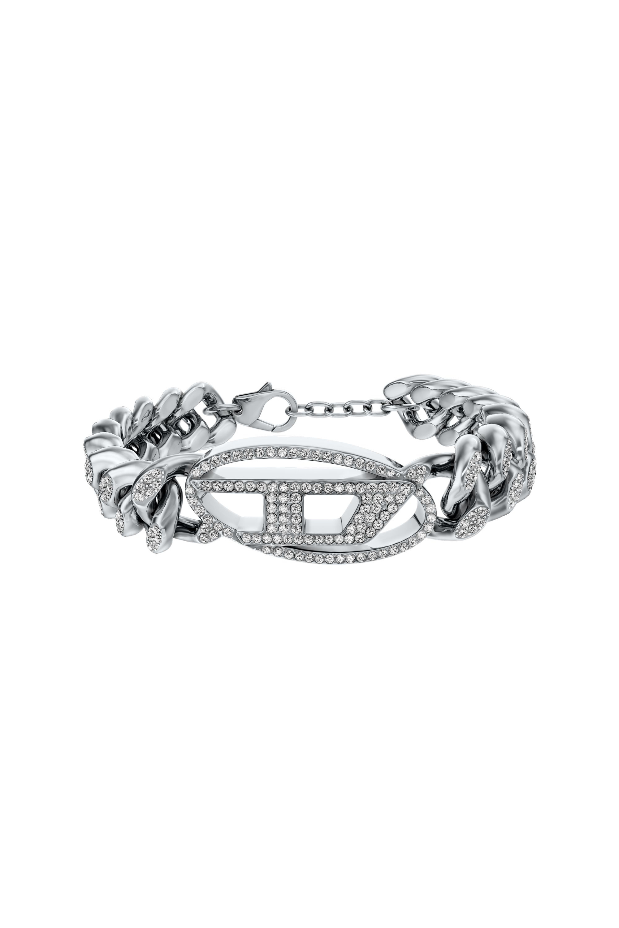 Diesel - DX1707040 JEWELLERY, Unisex's Stainless steel Oval D glitz chain bracelet in シルバー - 1