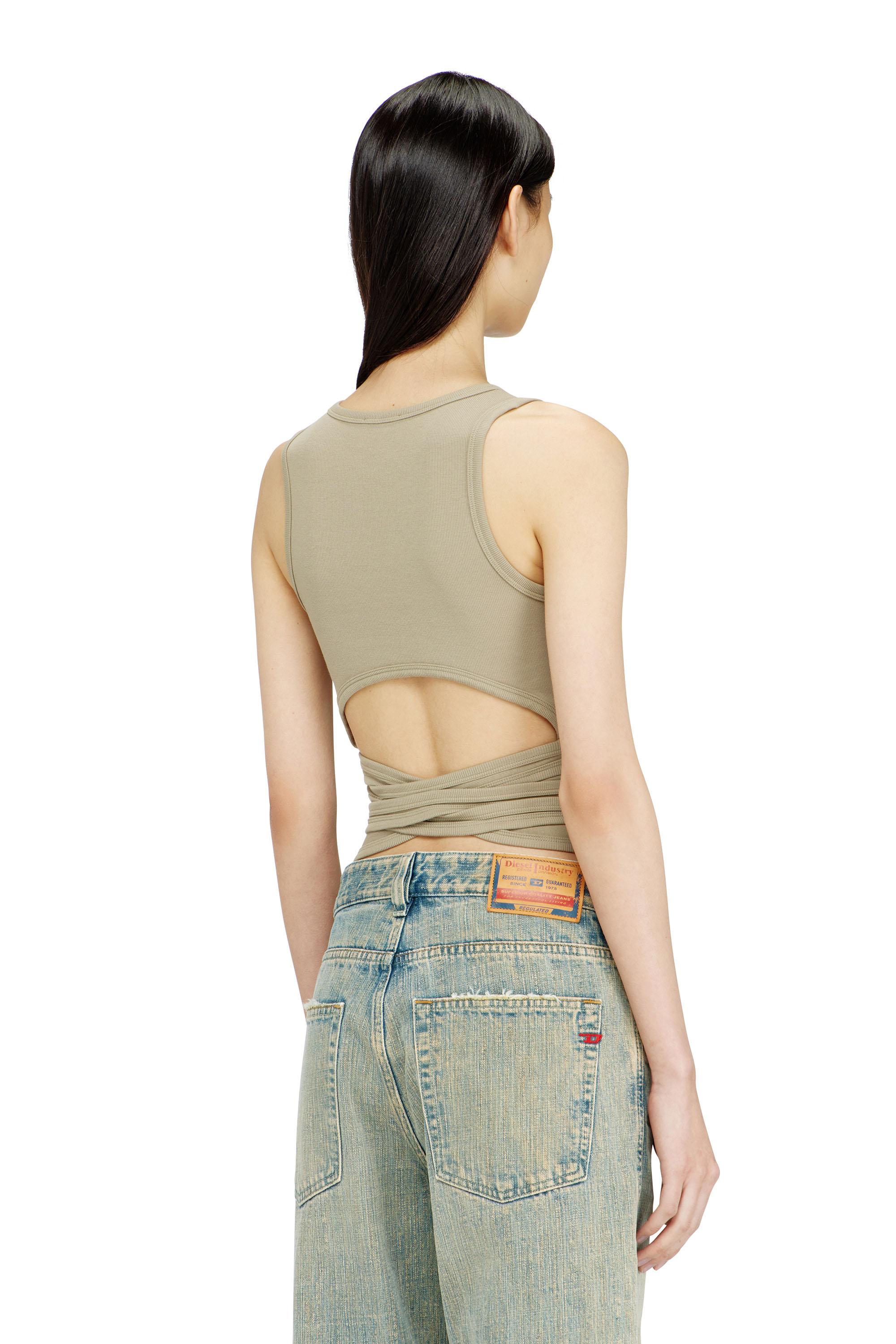 Diesel - T-ANKY-TAIL-S1, Female's Crop top with wrap-around design in ベージュ - 4