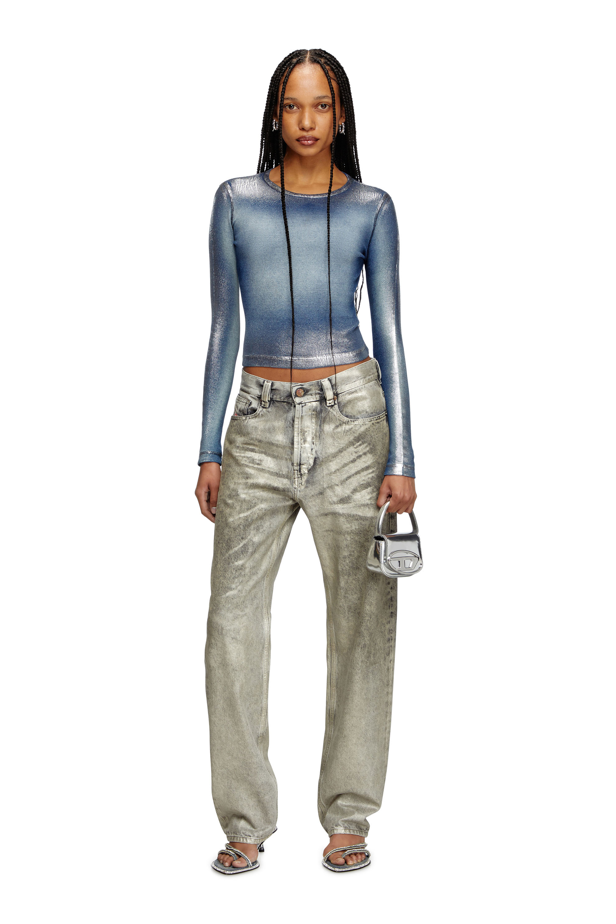 Diesel - 1DR-XS-S, Female's カウレザーショルダーバッグXS in シルバー - 1