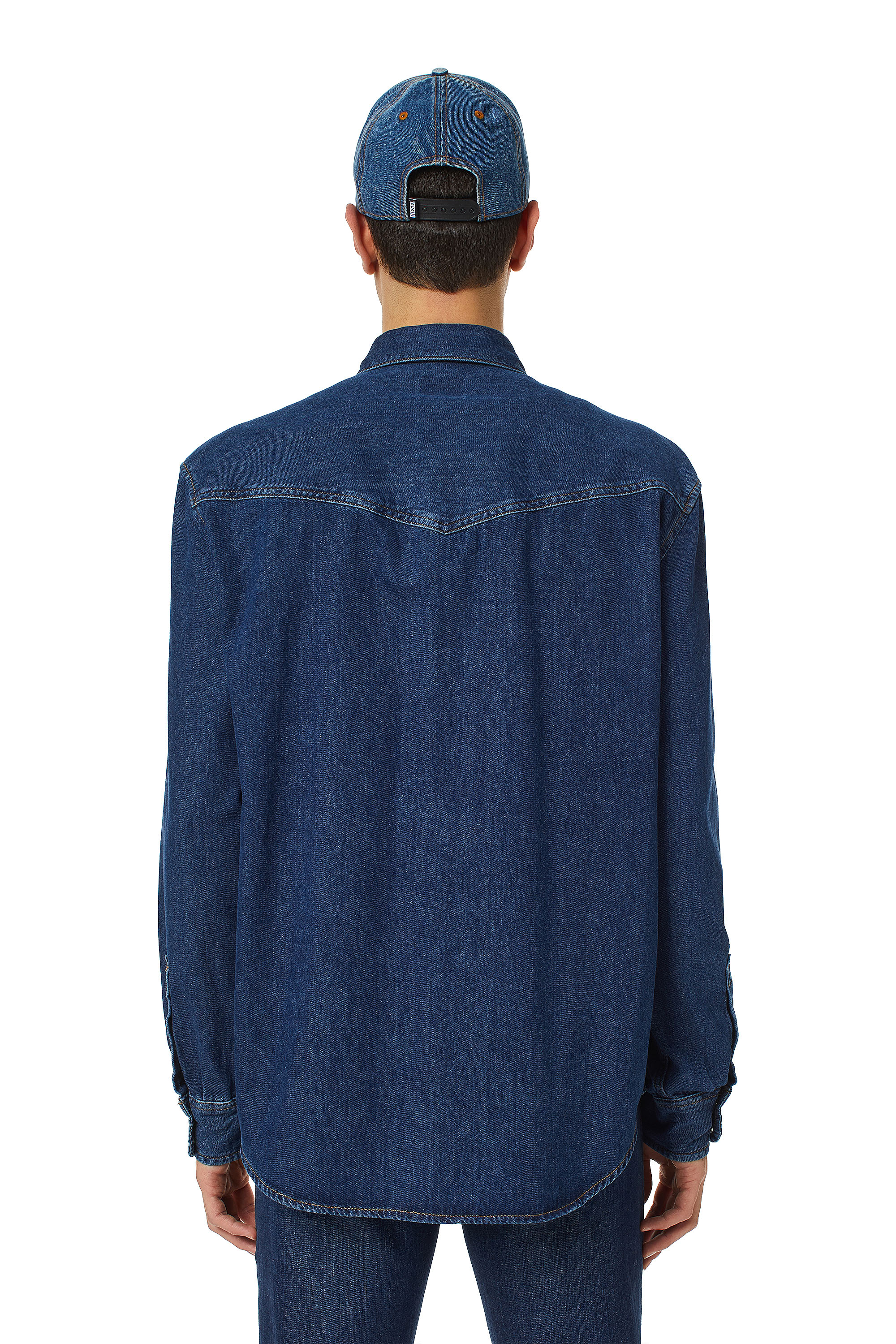 Diesel - D-OCEAN WESTERN SHIRT, Male's Western shirt in denim in ダークブルー - 5