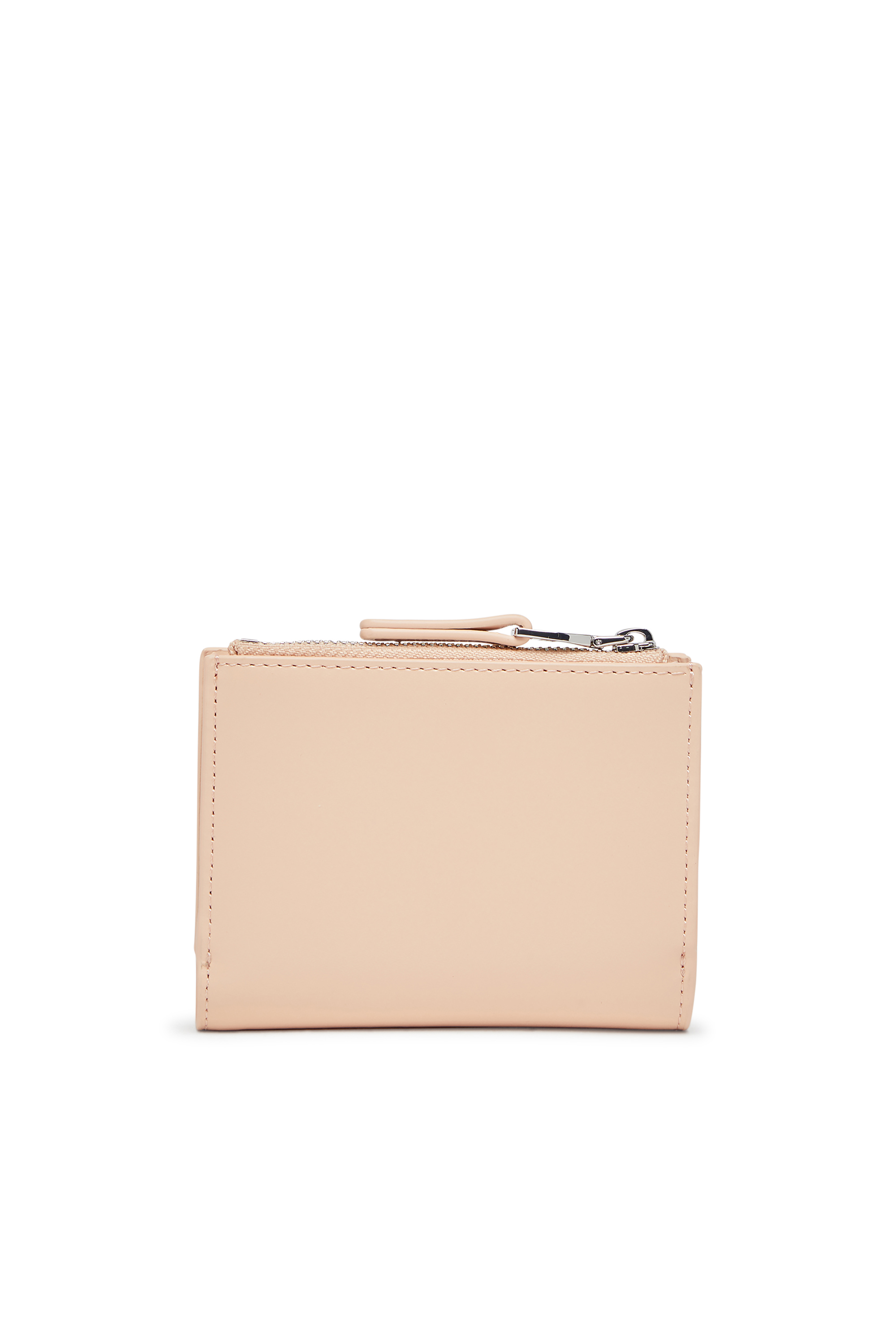 Diesel - 1DR BI-FOLD ZIP II, Female's Small leather wallet with logo plaque in ヌードカラー - 2