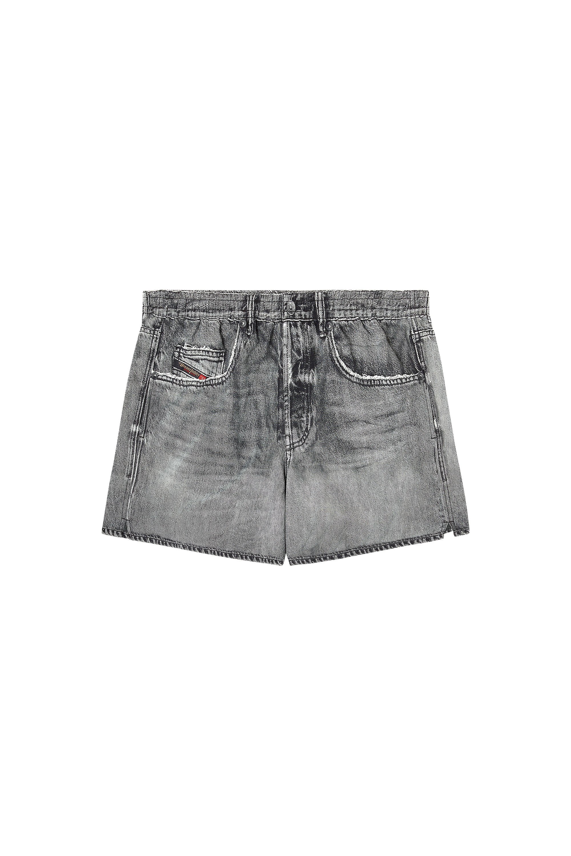 Diesel - SOCCER-41-DNM, Male's Swim shorts with denim trompe l'oeil print in グレー - 4