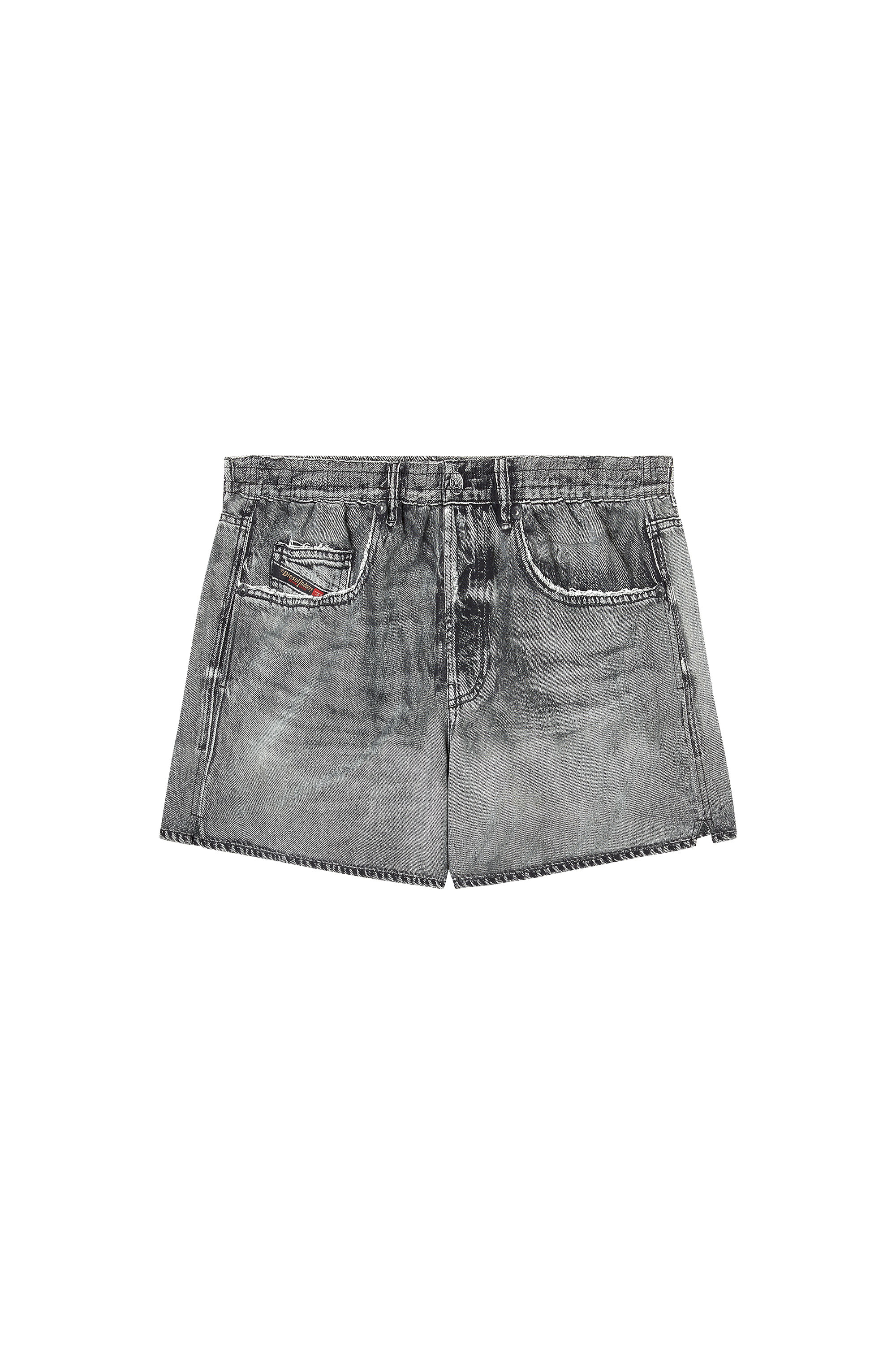 Diesel - SOCCER-41-DNM, Male's Swim shorts with denim trompe l'oeil print in グレー - 4