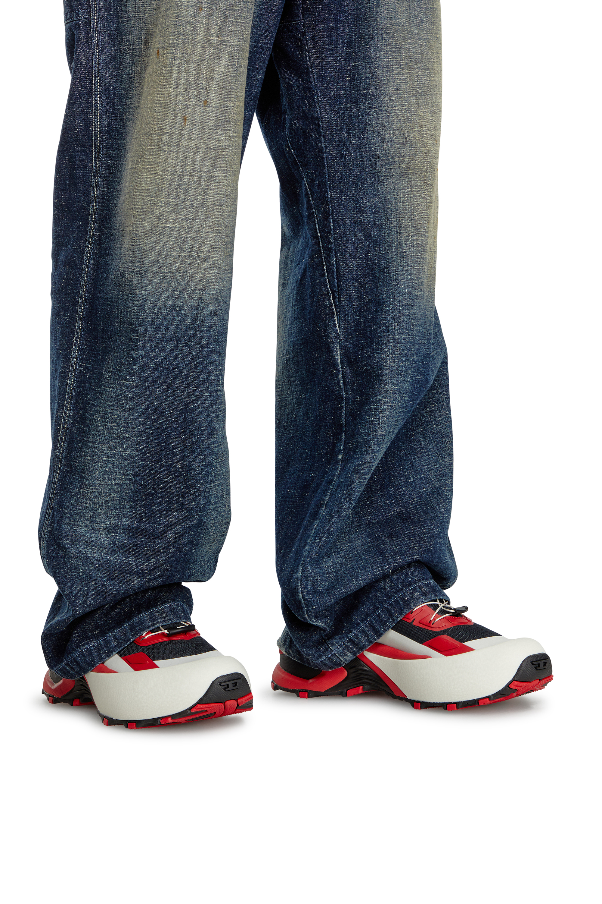 Diesel - D-CAGE RUNNER, Male's D-Cage Runner-Sneakers in TPU-trimmed ripstop in ブラック/レッド - 1