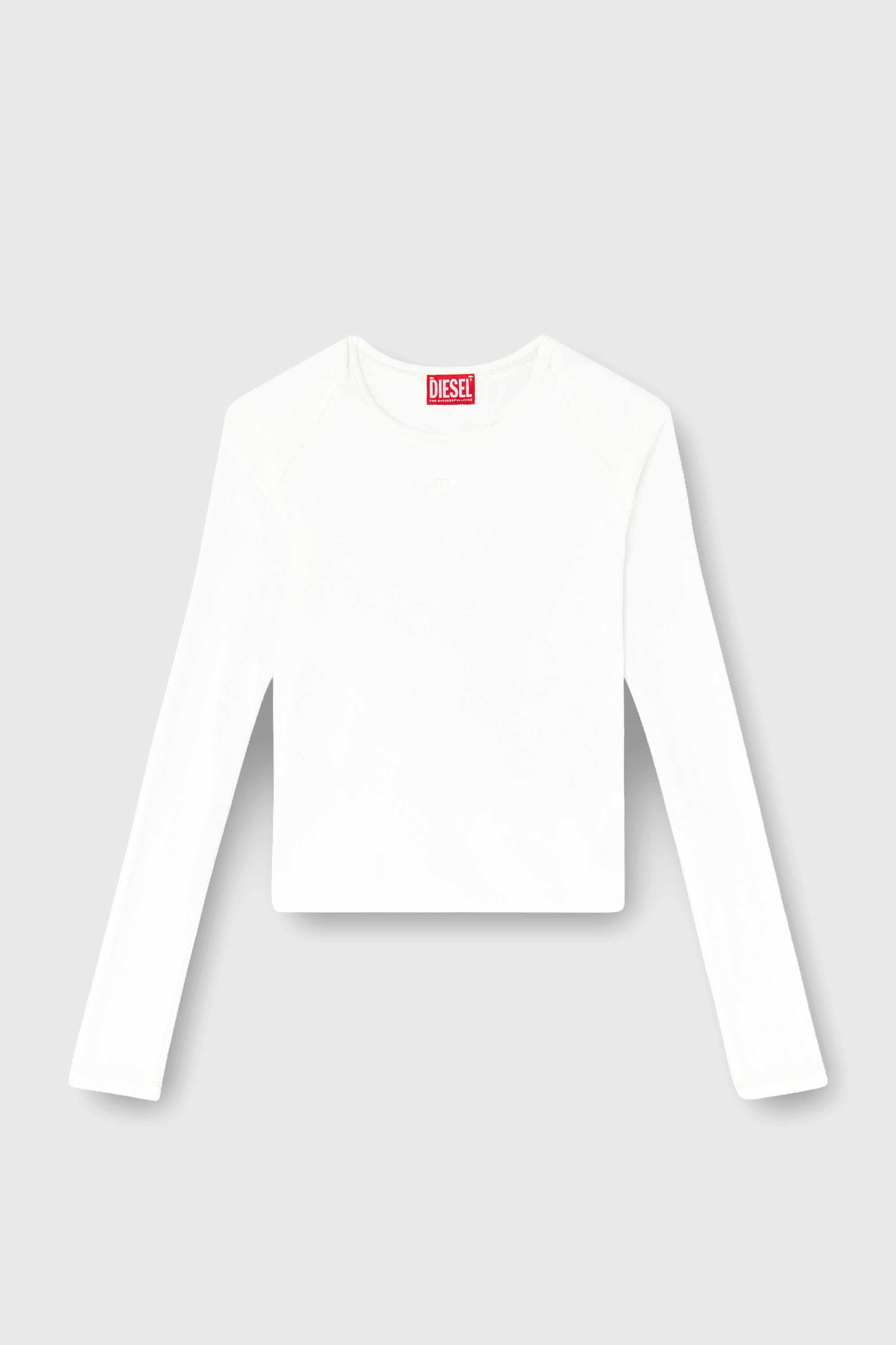 Diesel - T-ASAY-PL, Female's Rucked-up long-sleeve T-shirt in double-layer jersey in ホワイト - 2