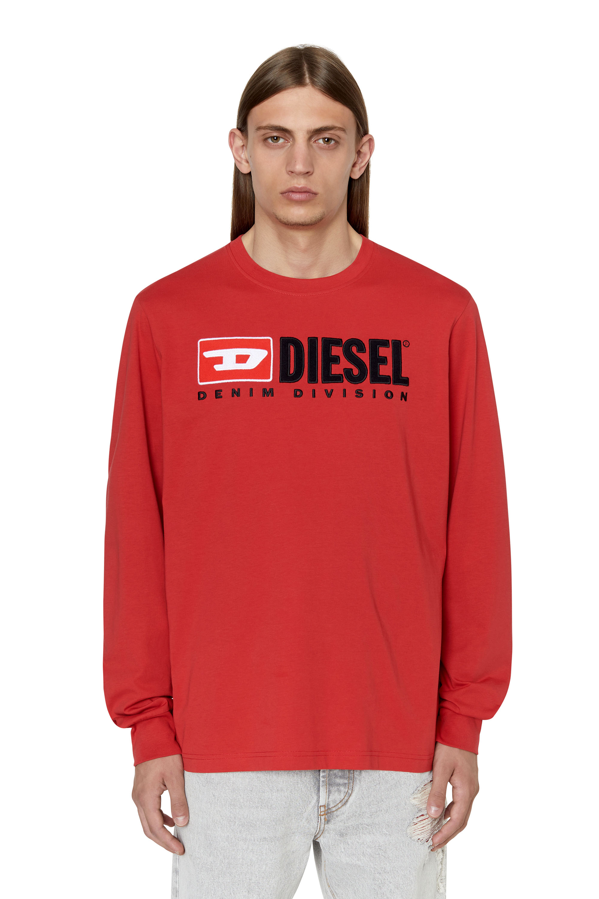 Diesel - T-JUST-LS-DIV, Male's Tシャツ ビンテージロゴ in レッド - 3