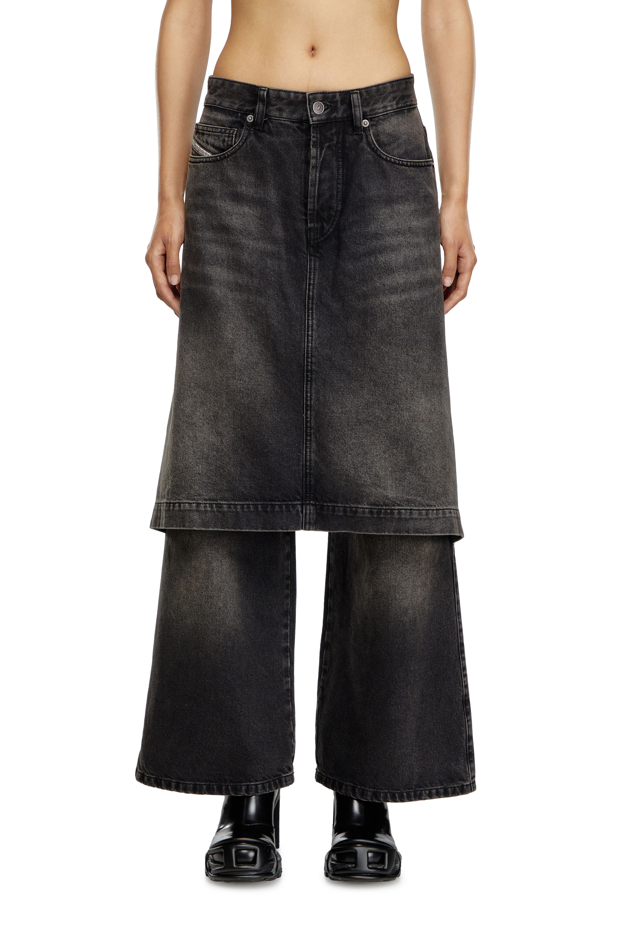 Diesel - Female's Relaxed Jeans D-Syren 0CBDG, ブラック/ダークグレー - 1