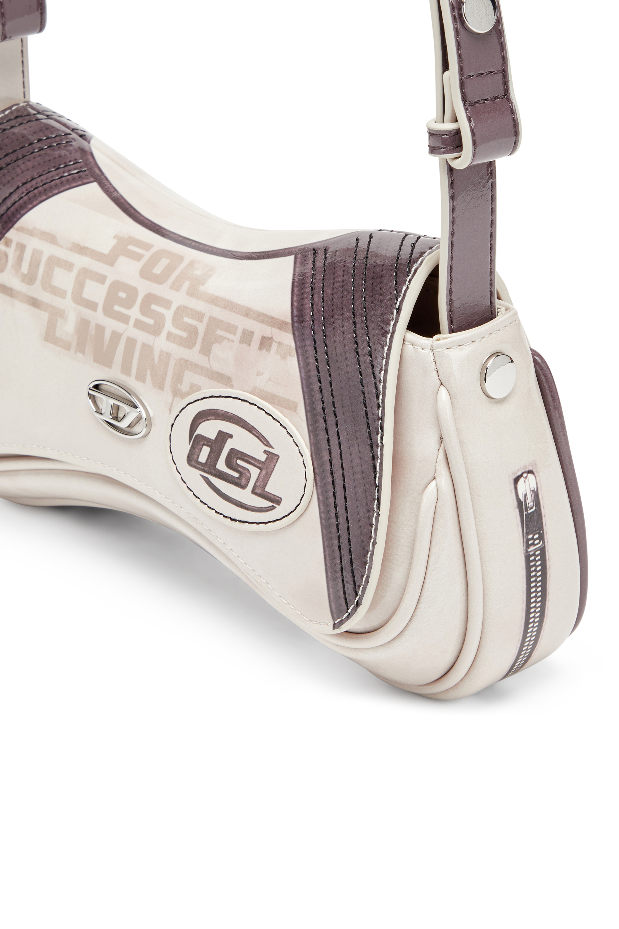 Diesel - PLAY CLUTCH, Female's Play-Glossy clutch with biker details in ライトグレー - 5