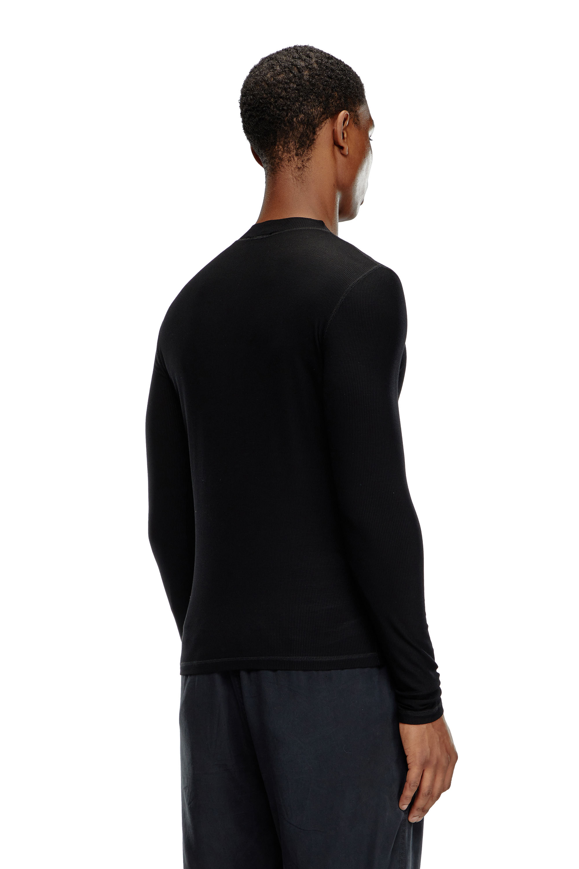 Diesel - T-MOKKY-LS-MICRODIV, Unisex's Mock-neck top with micro logo in ブラック - 4