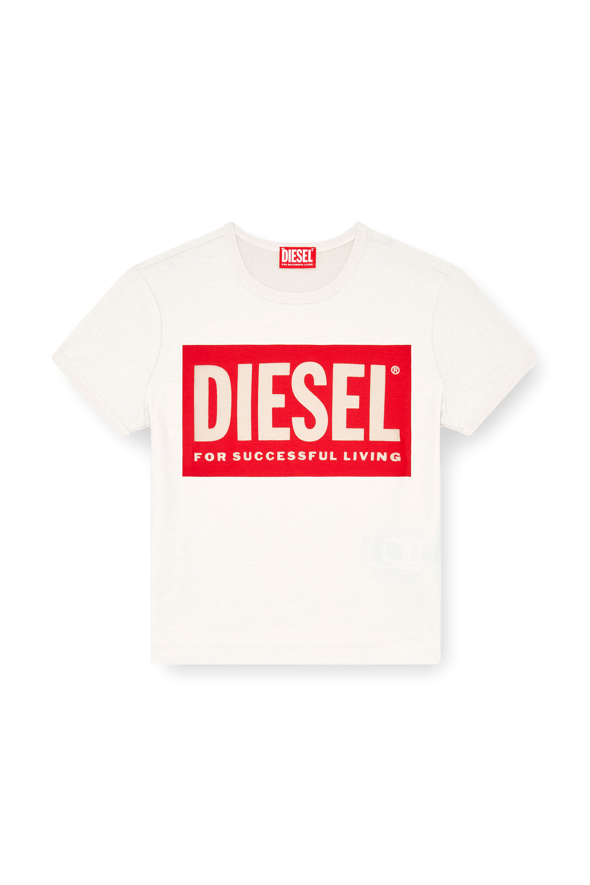 Diesel - T-MALUN, Female's T-shirt with devoré Biscotto logo in ホワイト - 3