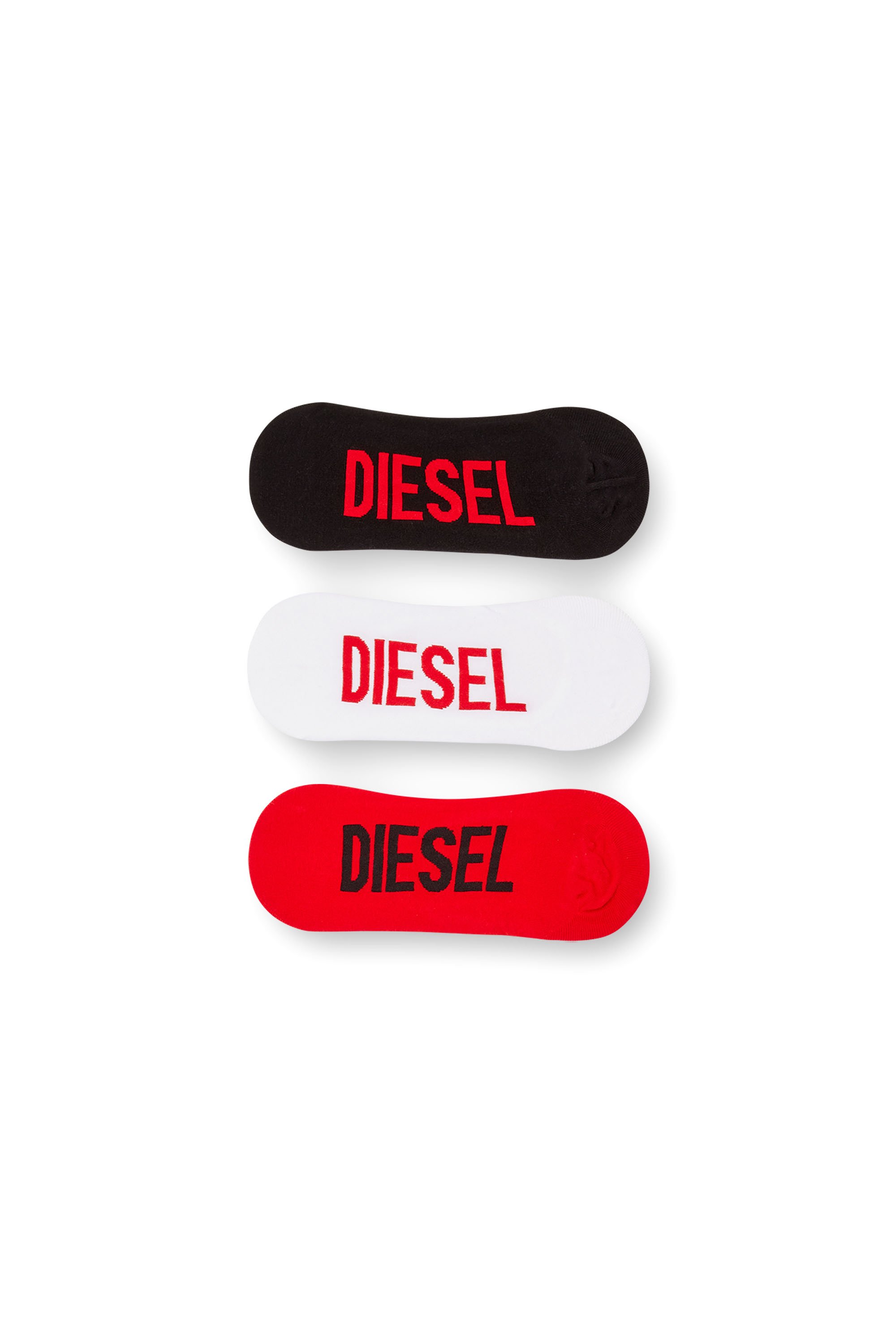 Diesel - SKM-HIDEPAT-THREEPACK, Male's フットカバー3足セット in レッド/ブラック - 1