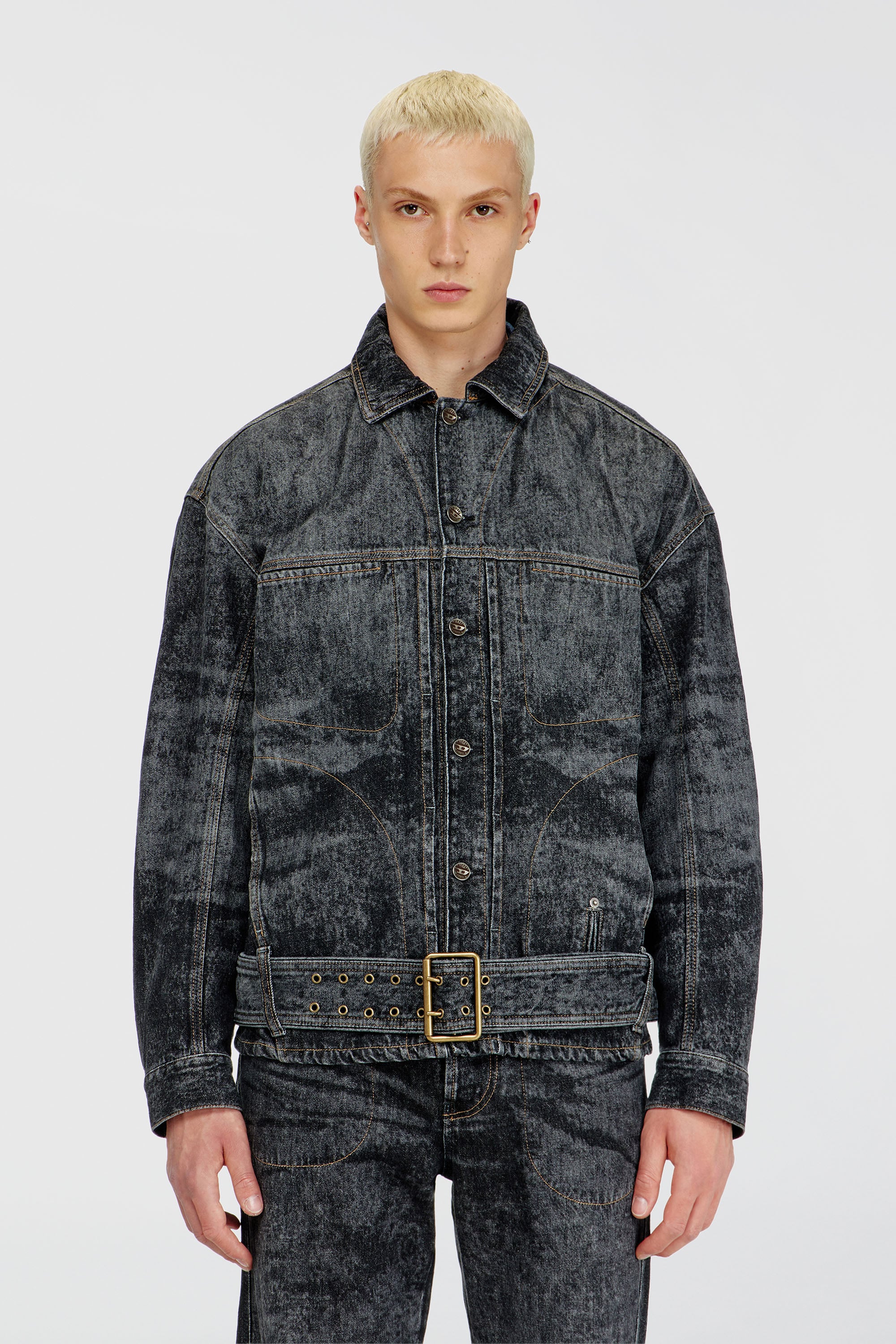 Diesel - D-VALERO-S, Male's デニムジャケット in ダークグレー - 1