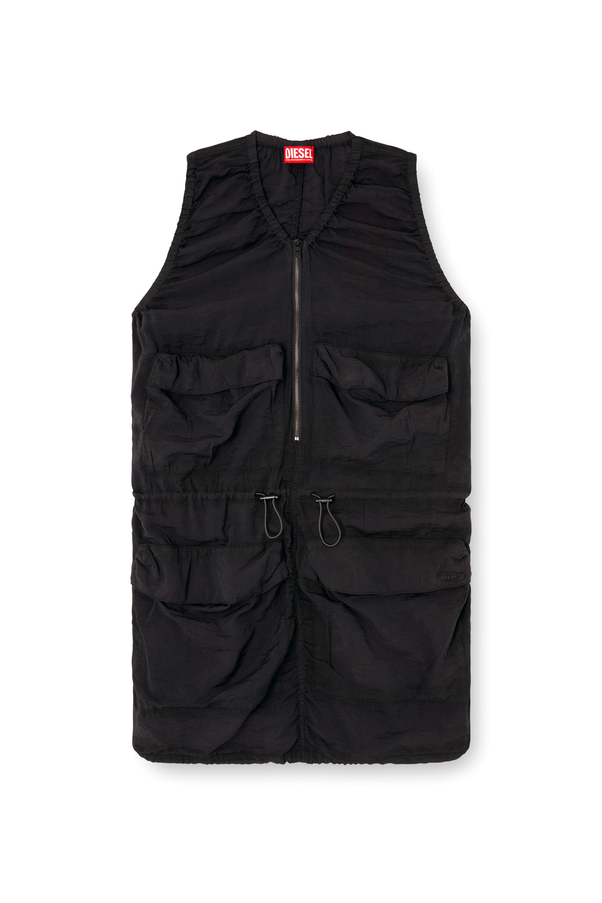 Diesel - D-RESDEN, Female's Cargo dress in treated viscose-nylon in ダークグレー - 3