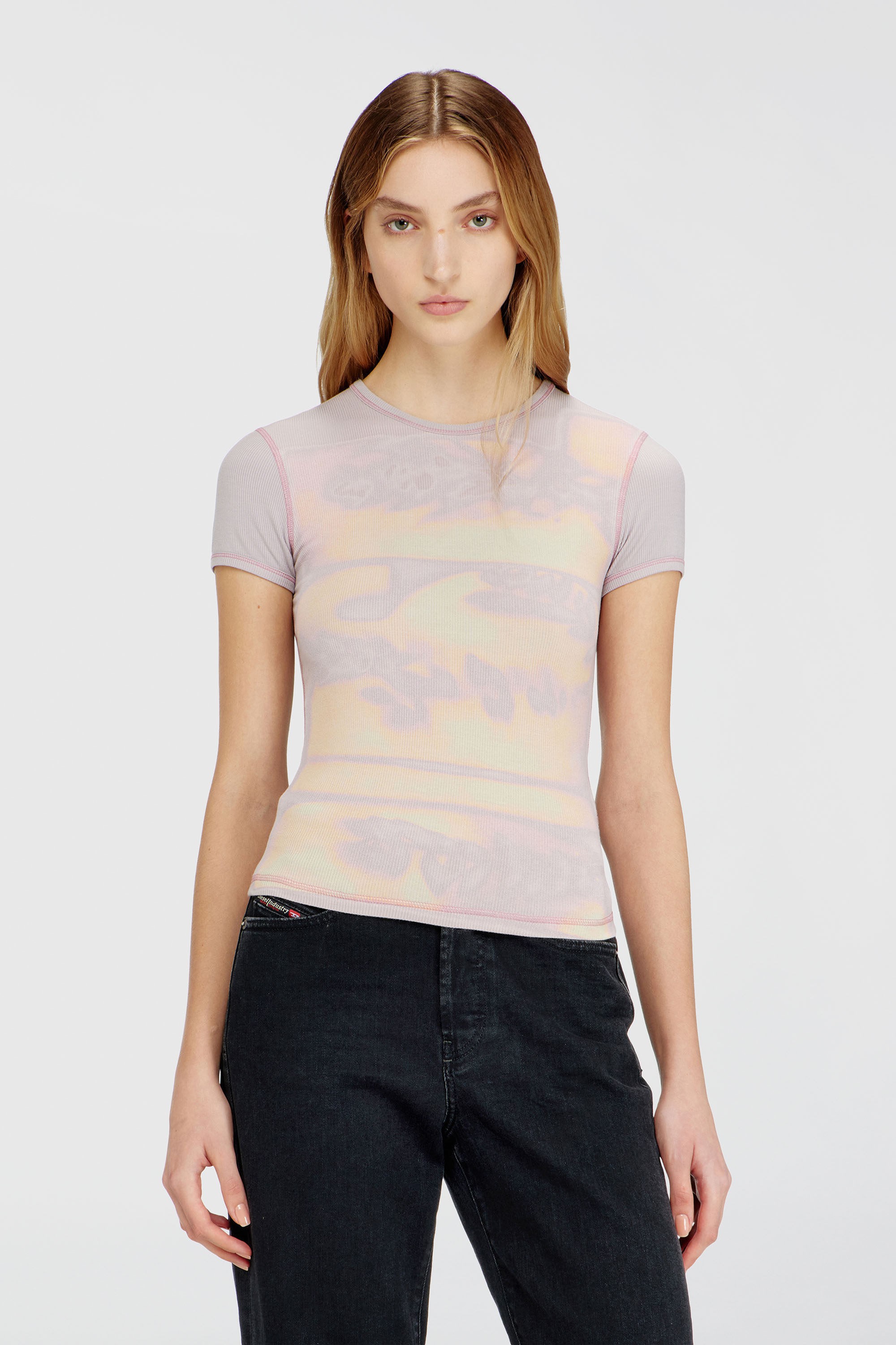 Diesel - T-ELE-LONG-AA1, Female's 半袖トップ in ライラック - 1