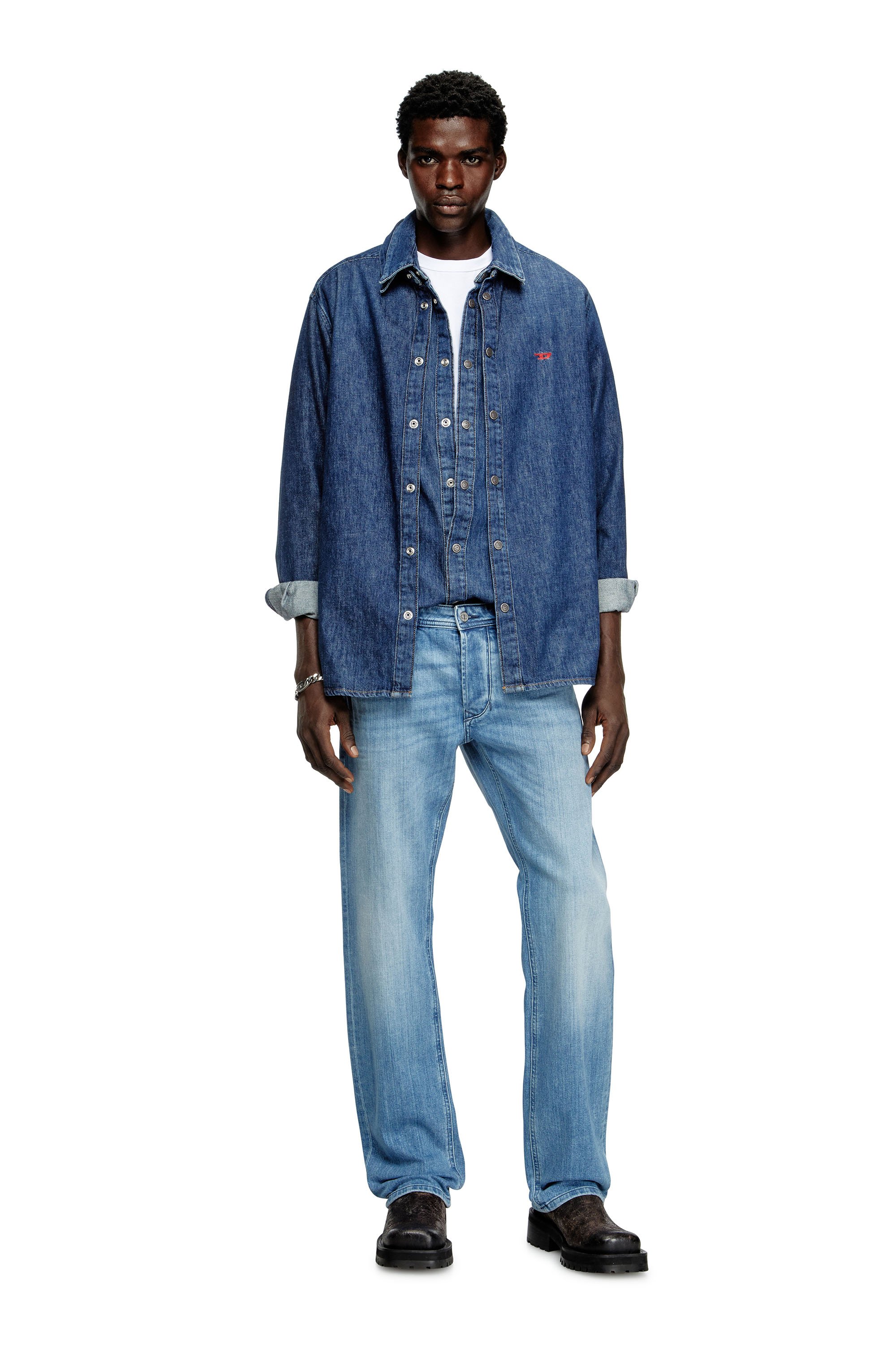 Diesel - T-ADJUST-MICRODIV, Unisex's T-shirt with micro-embroidered logo in ホワイト - 2