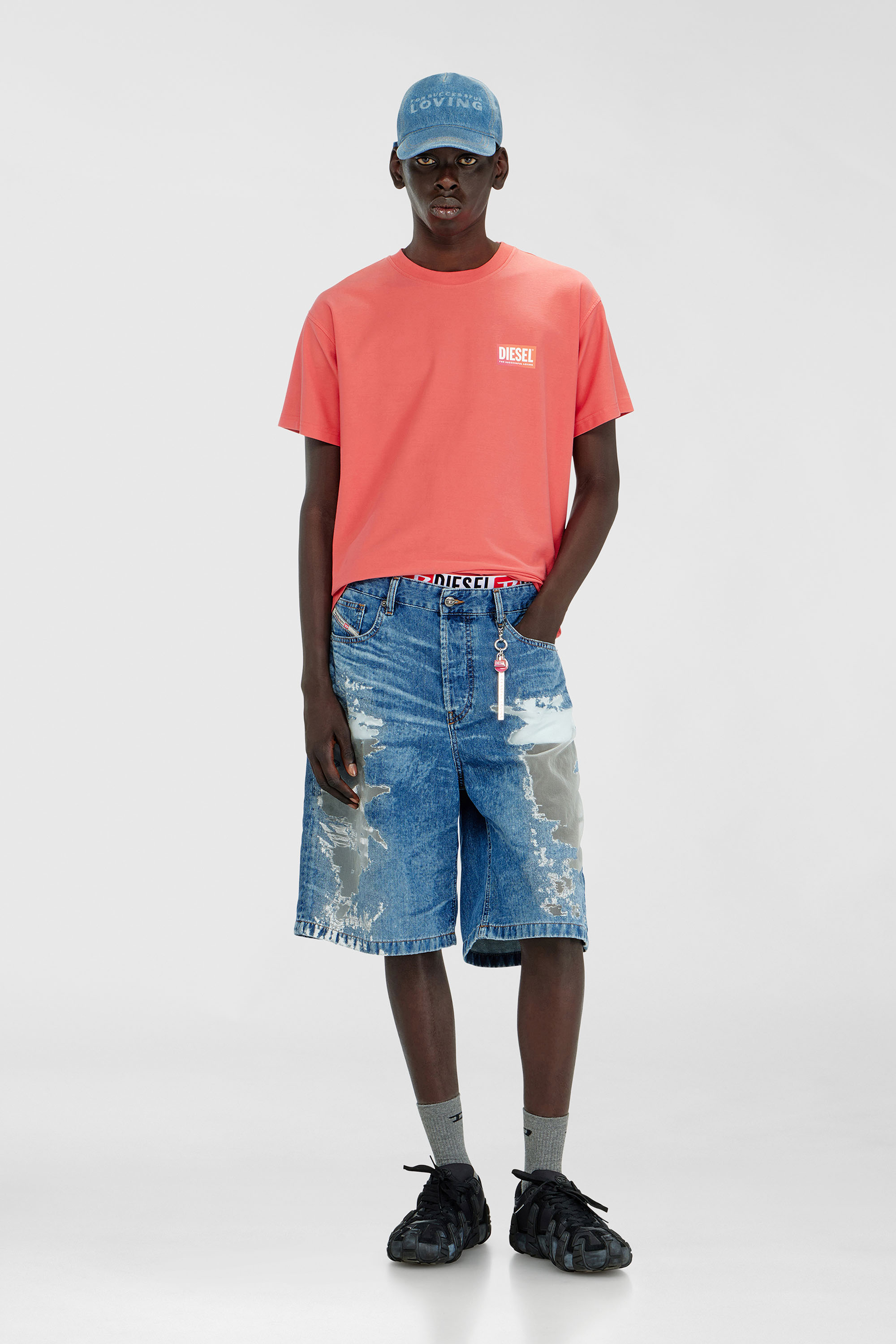 Diesel - PR-DE-SIRE-SHORT, Unisex's Shorts in devor&eacute; denim in ミディアムブルー - 1