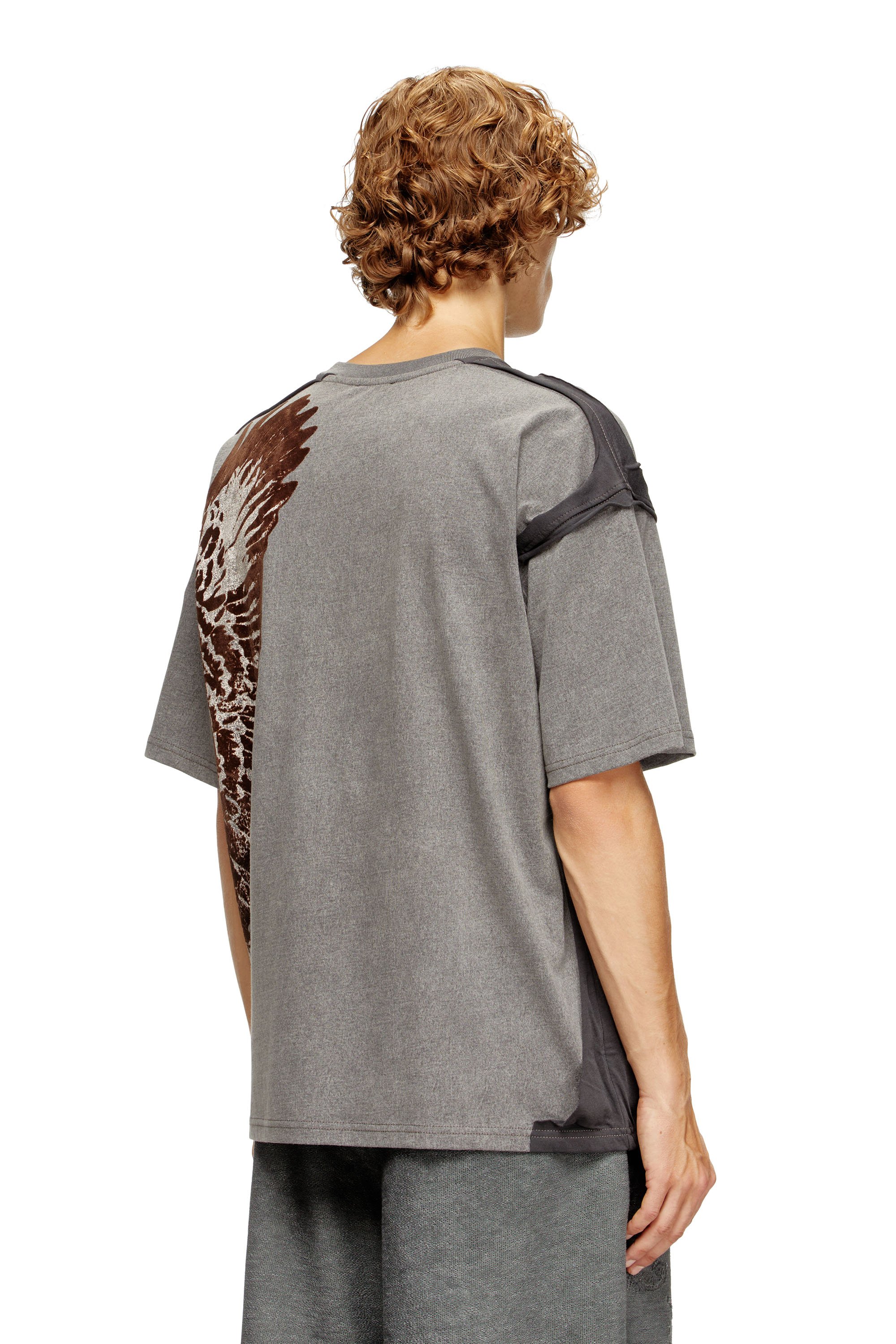 Diesel - T-BOXT-PEELOFF, Male's Peel-off T-shirt with eagle print in グレー - 4