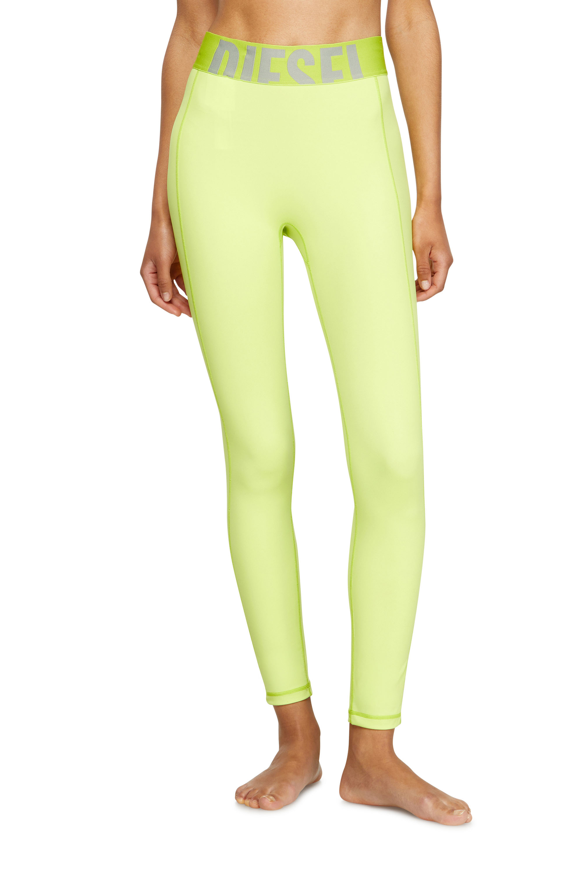 Diesel - ADELINE-D-POP, Female's Microfibre leggings with cut-off logo in 蛍光グリーン - 2