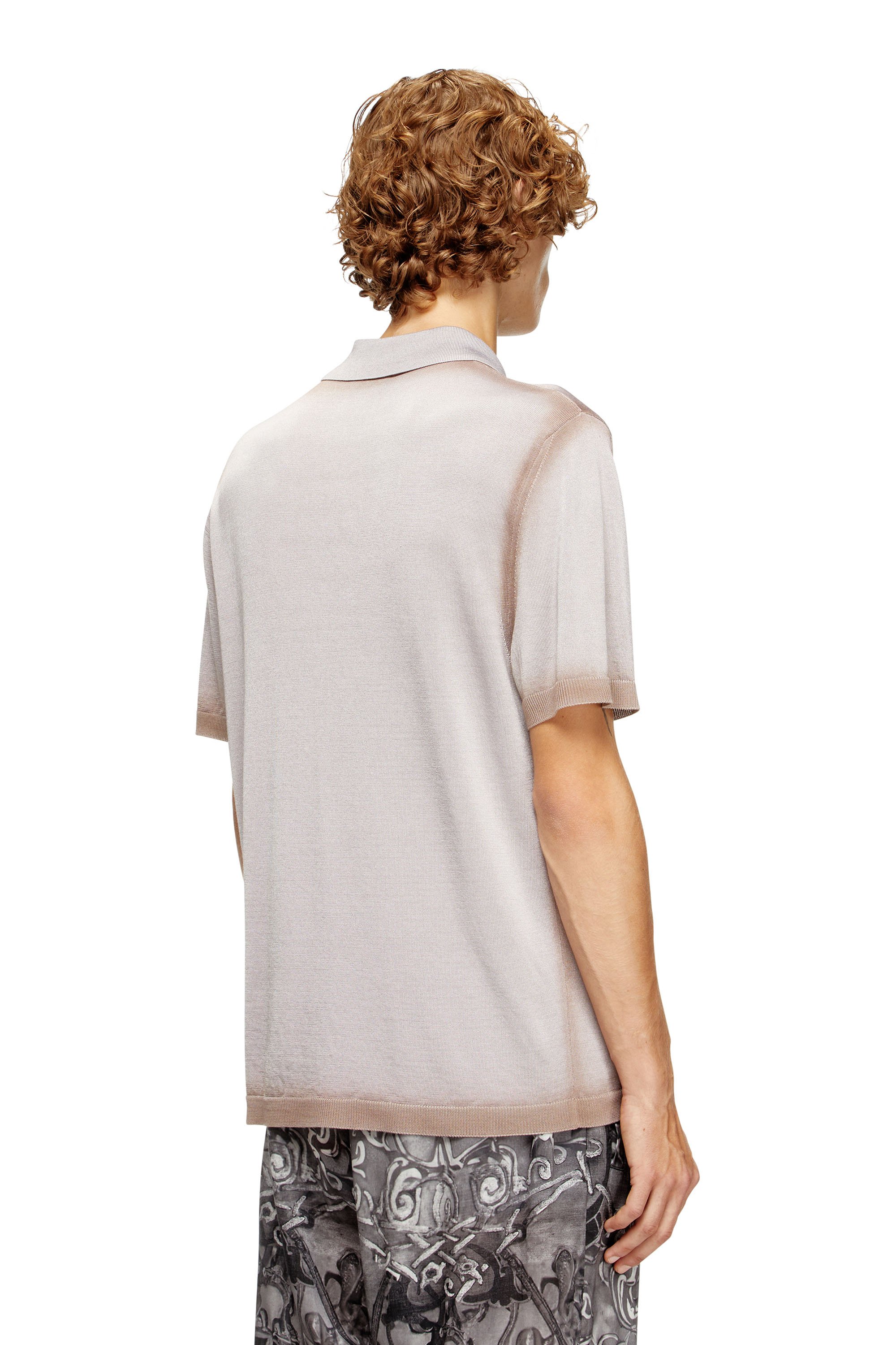 Diesel - K-VIRTO, Male's Dégradé knitted polo shirt in ベージュ - 4