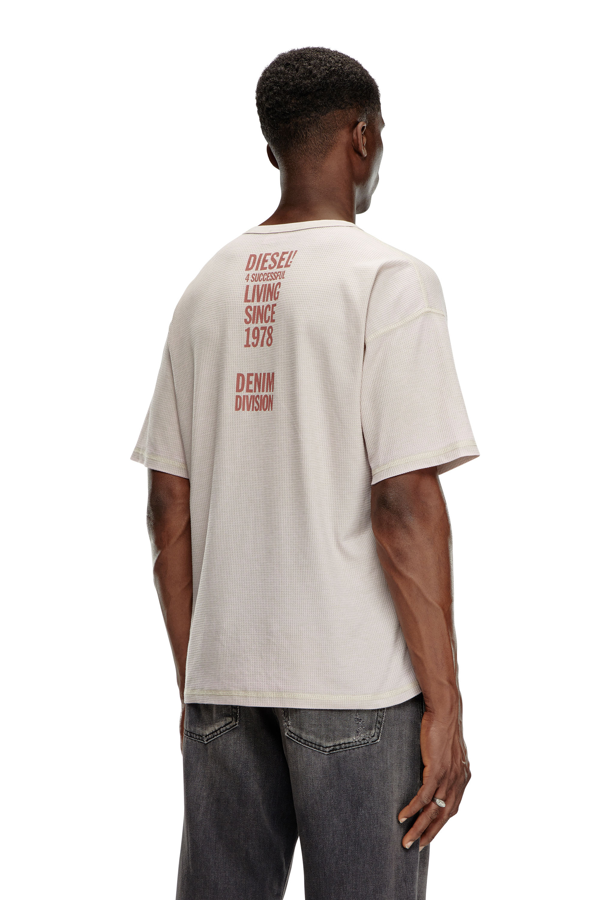 Diesel - T-BURNXT, Male's Waffle T-shirt with burnout wash in フェースパウダー - 4