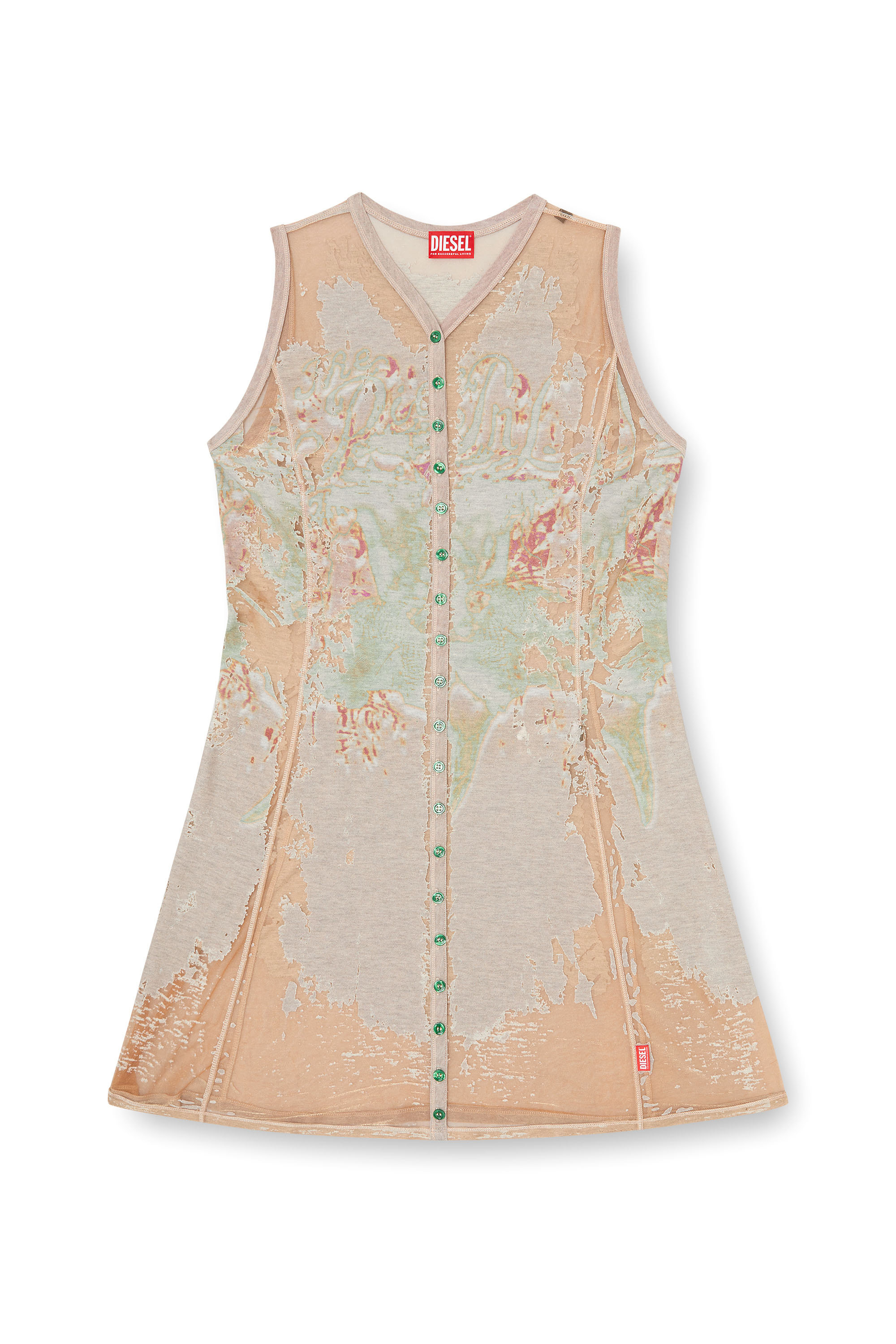 Diesel - D-ALFIO, Female's Short dress in printed devor&eacute; jersey in ライトブラウン - 2