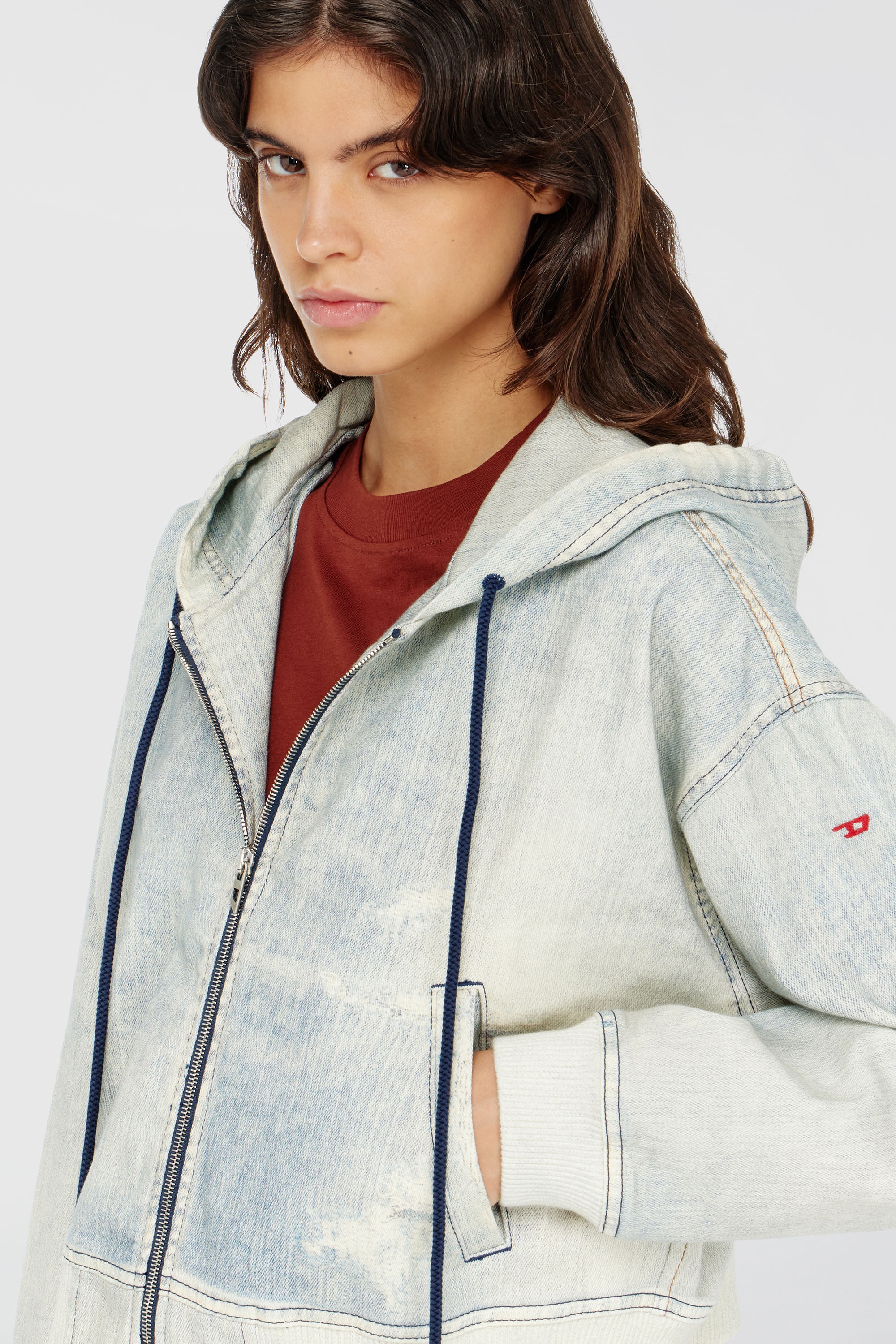 Diesel - DE-GIRI-CROP JOGG, Female's ジョグ ジップアップパーカー in ライトブルー - 4