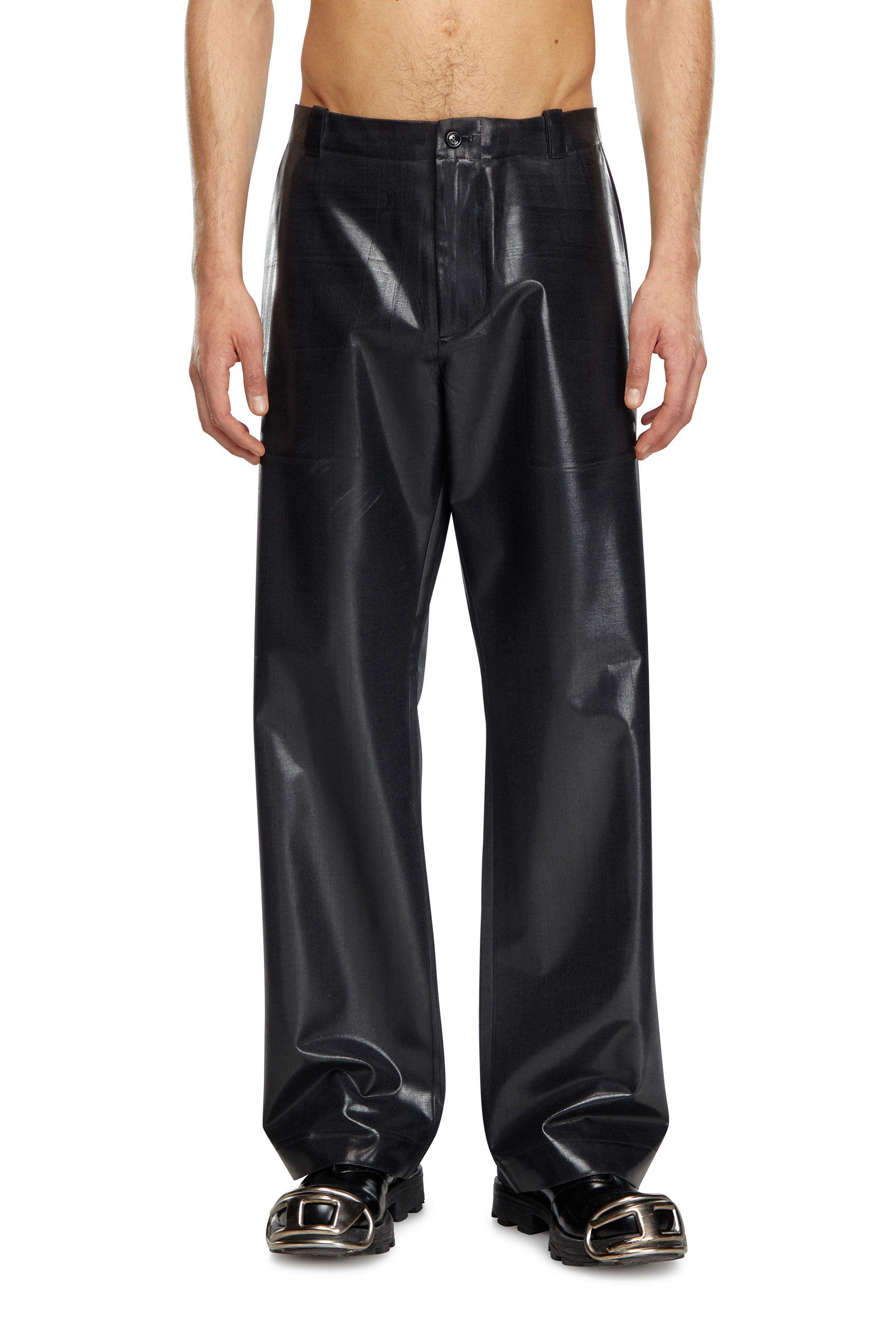 Diesel - P-STANLEY, Male's Pinstripe pants with coated front in ブラック - 1
