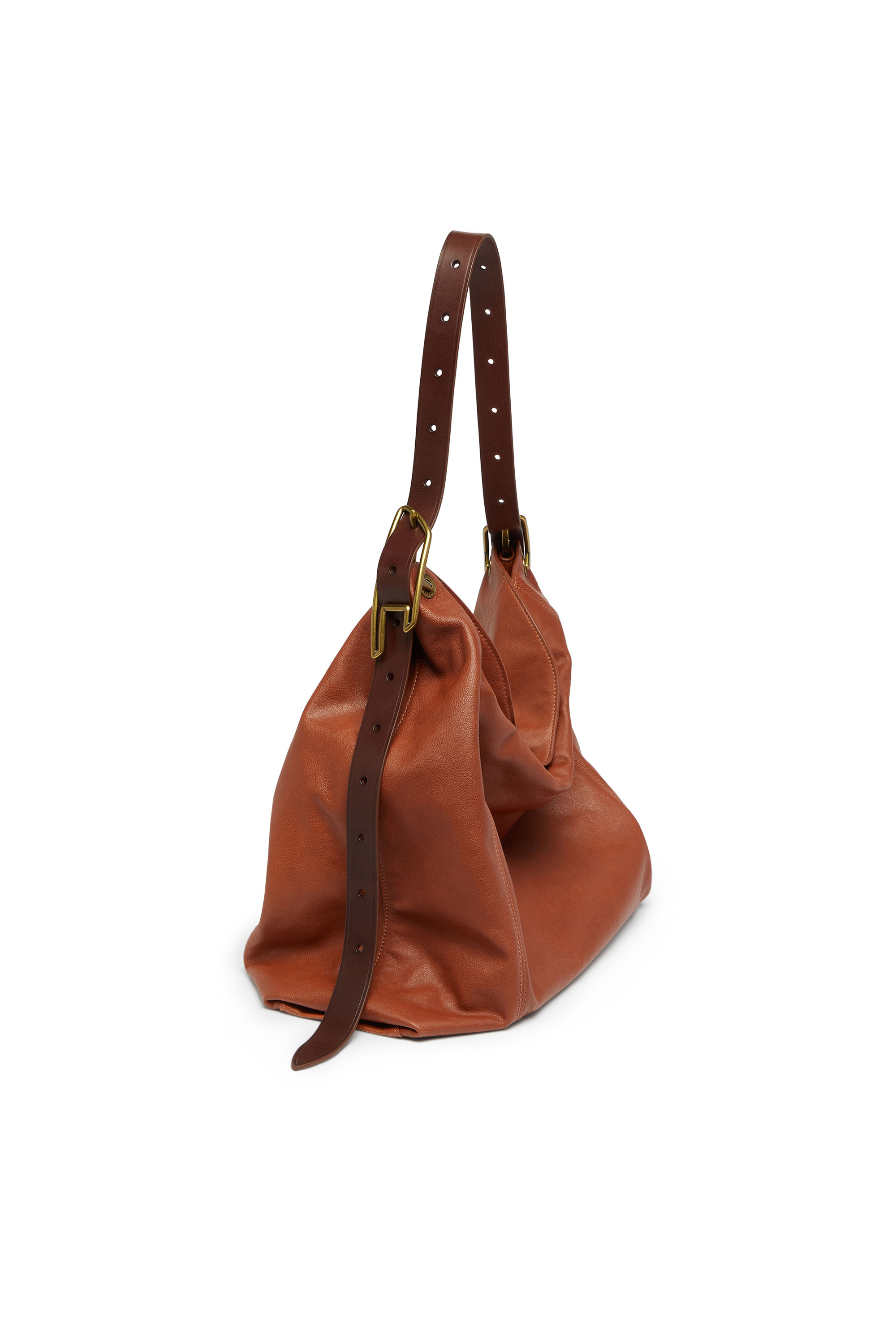 Diesel - D-LINE HOBO L, Female's D-Line-Hobo bag in shiny leather in ブラウン - 7