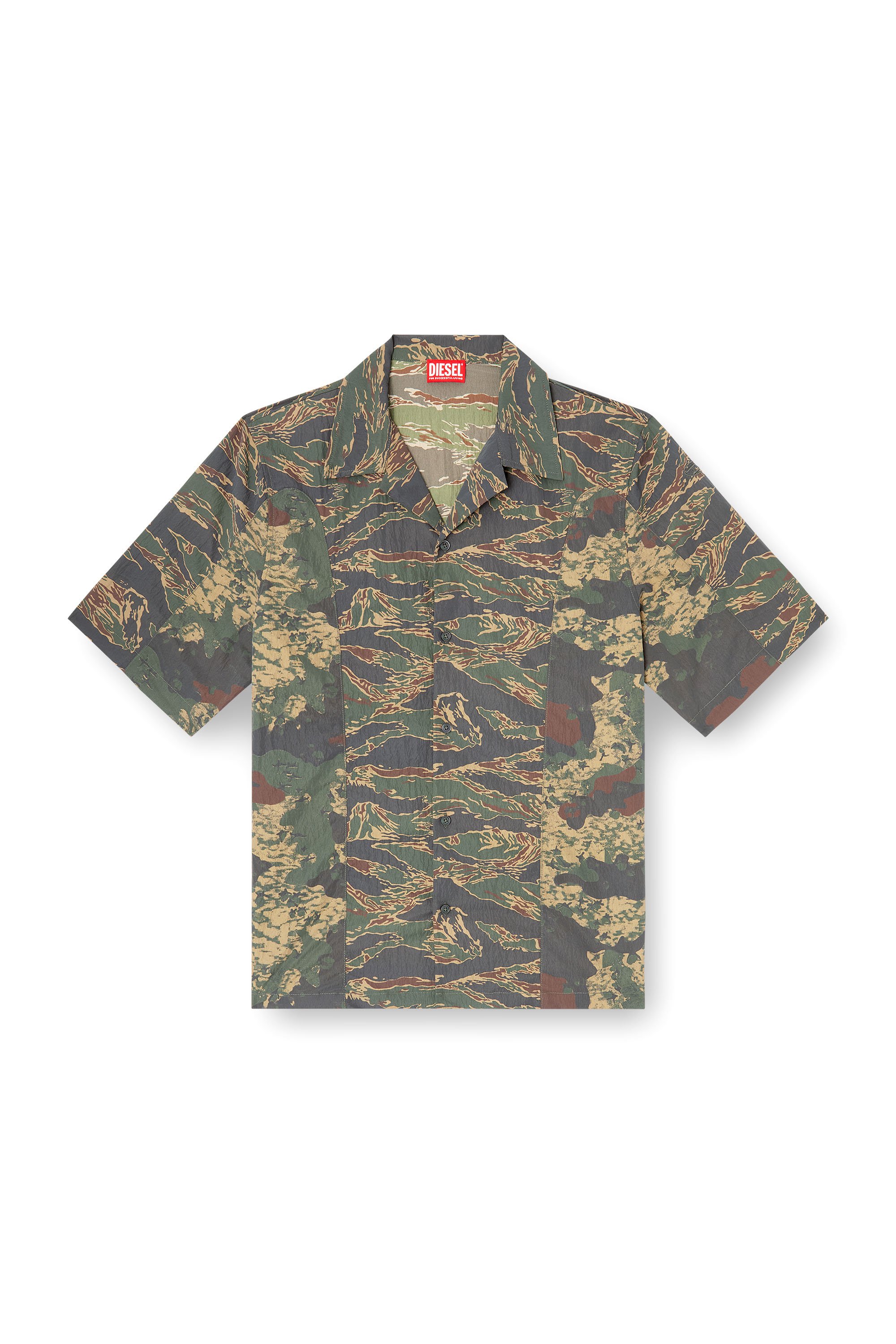 Diesel - S-BRACK-EPBW, Male's Shirt with mixed camo prints in ミリタリーグリーン - 3