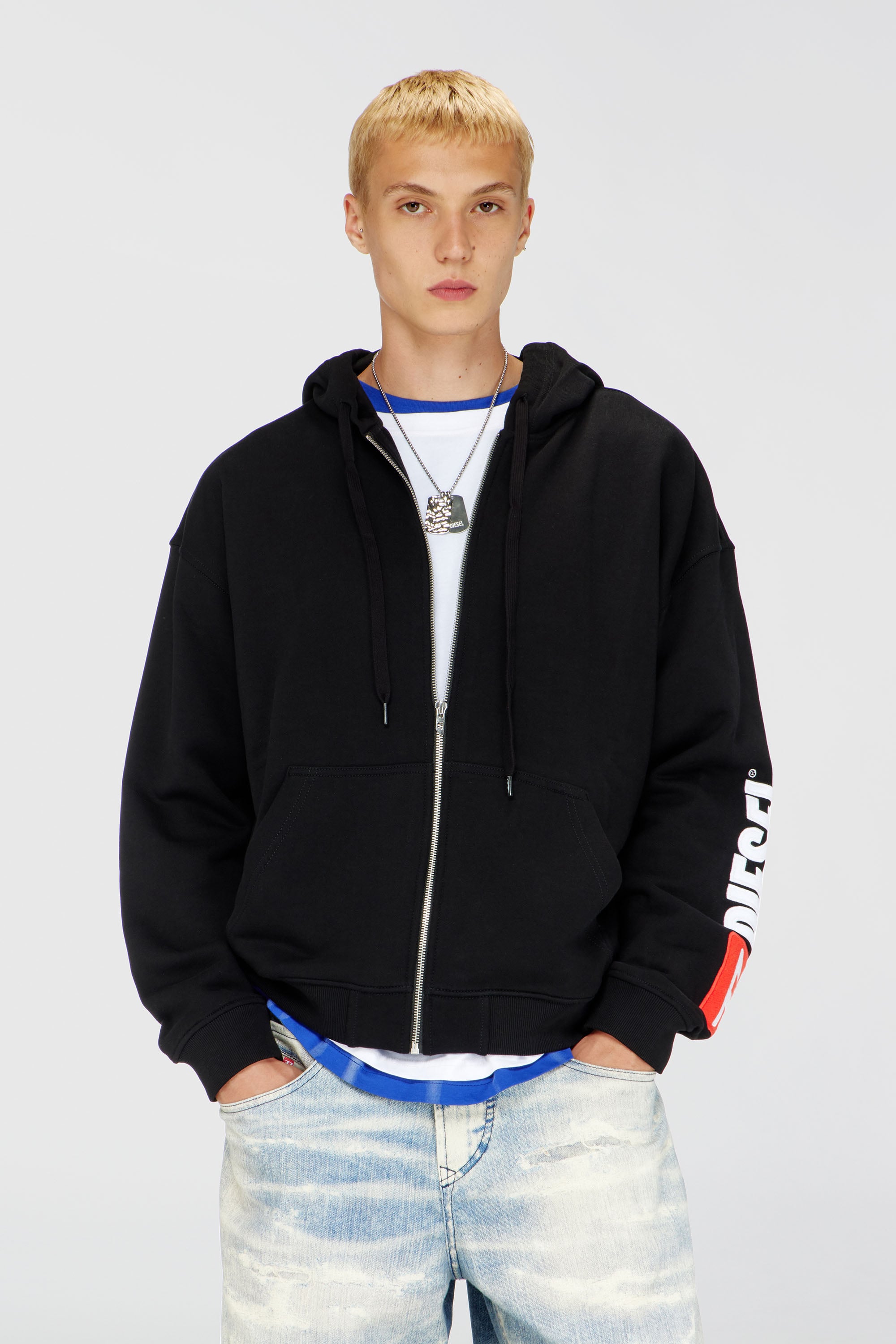 Diesel - S-BOXT-ZIP-HOOD-DIV, Male's ジップアップパーカー in ブラック - 1