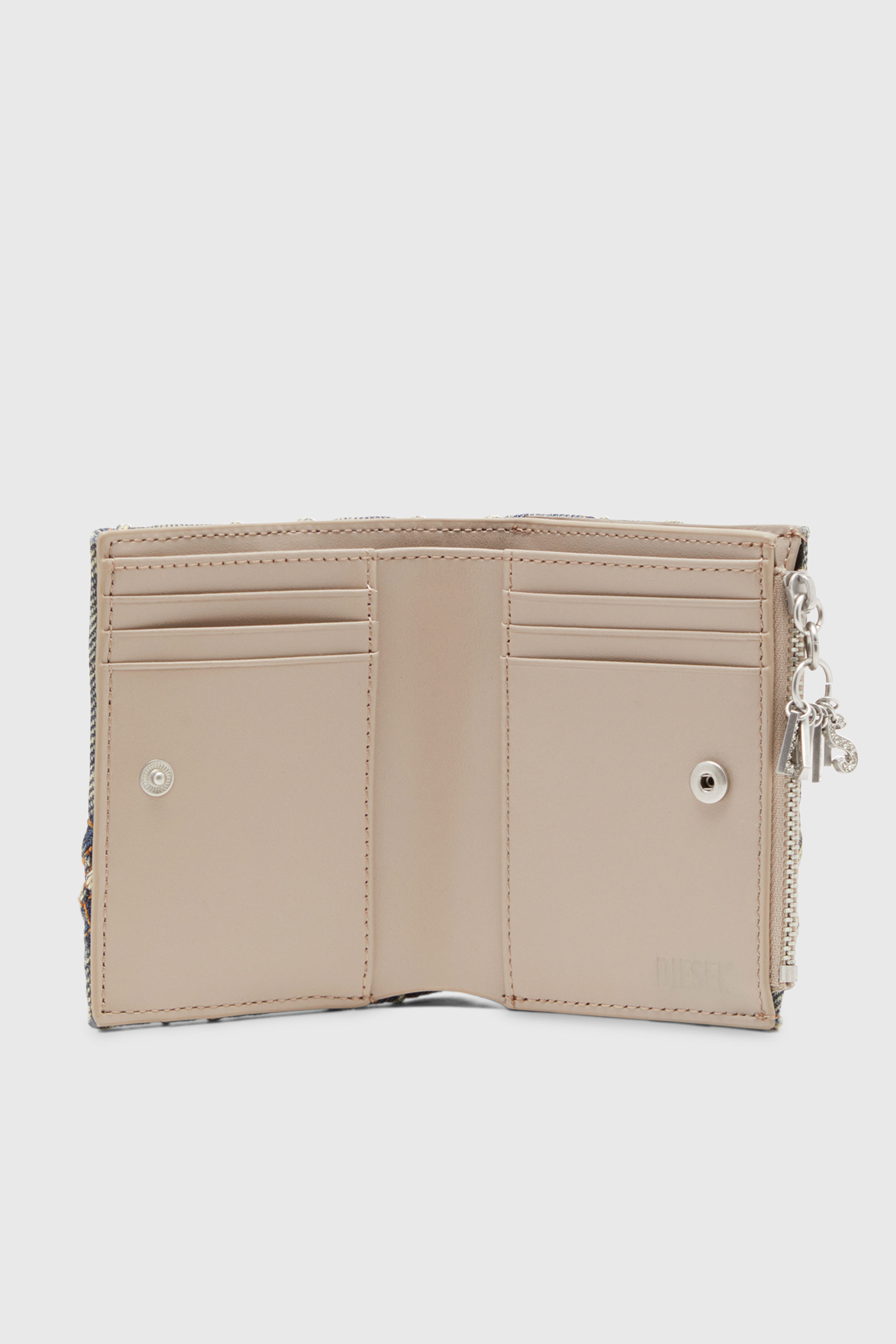 Diesel - CHARM D- BI FOLD ZIP II, Female's Small wallet in Argyle quilted denim in ブルー - 3