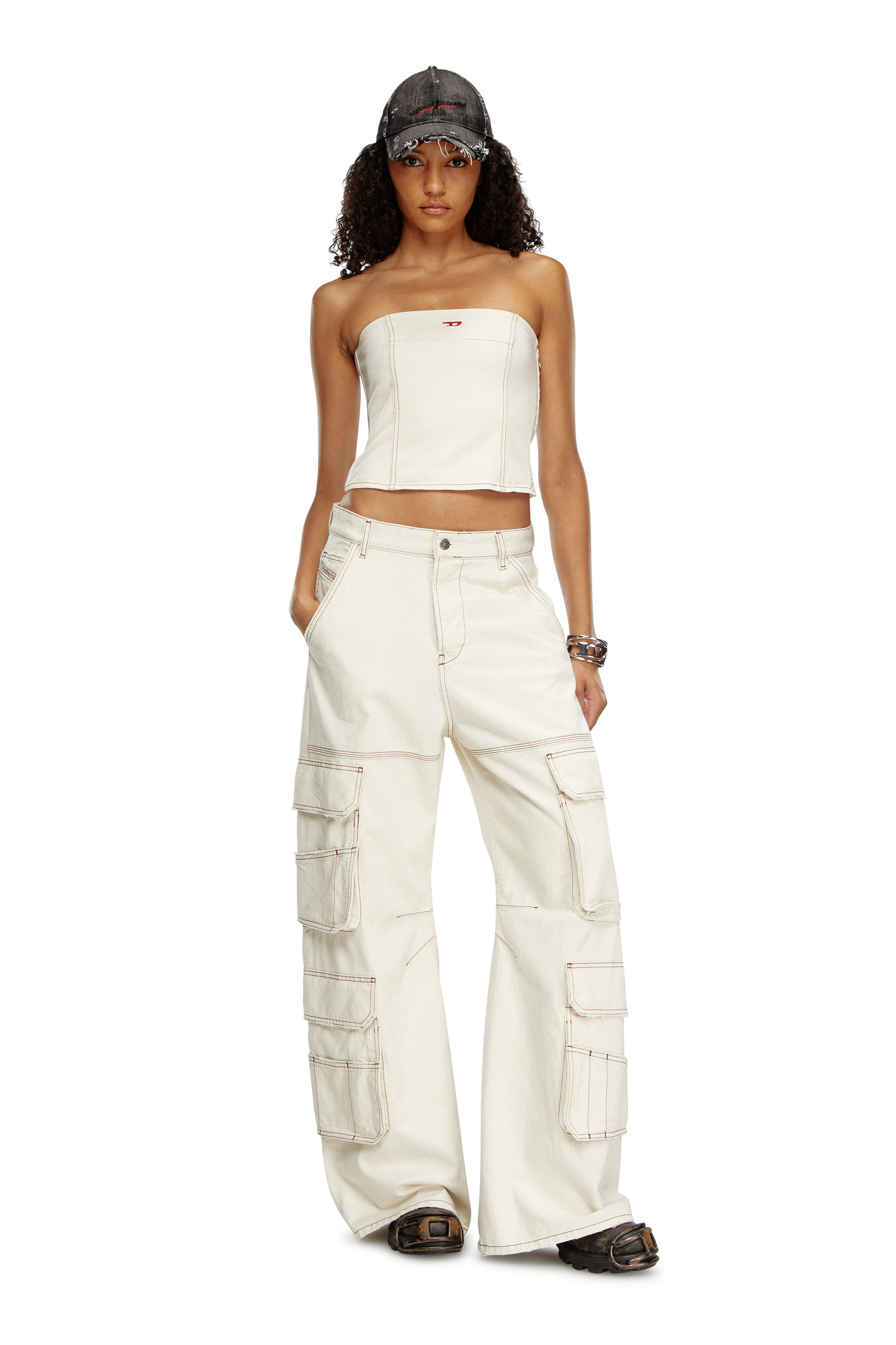 Diesel - DE-VILLE, Female's Tube top in clean-wash denim in ホワイト - 2